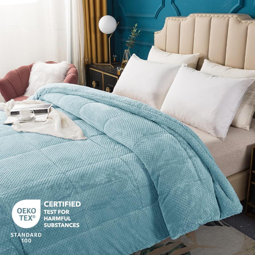 Kasentex Microfiber Reversible Comforter Super Ultra Soft Luxury Plush Sherpa, Machine Washable