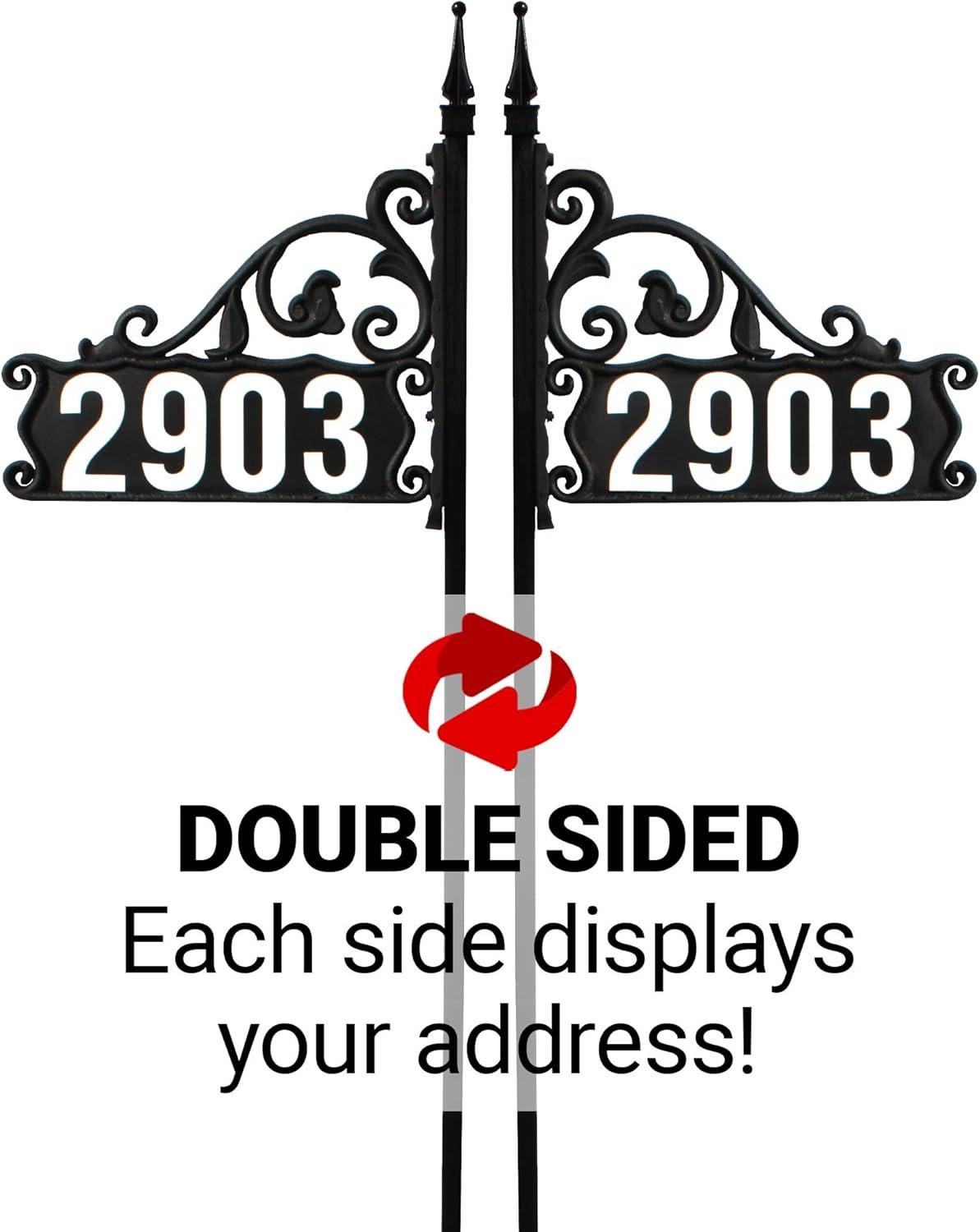 Black Reflective Metal Address Plaque with 48" Post