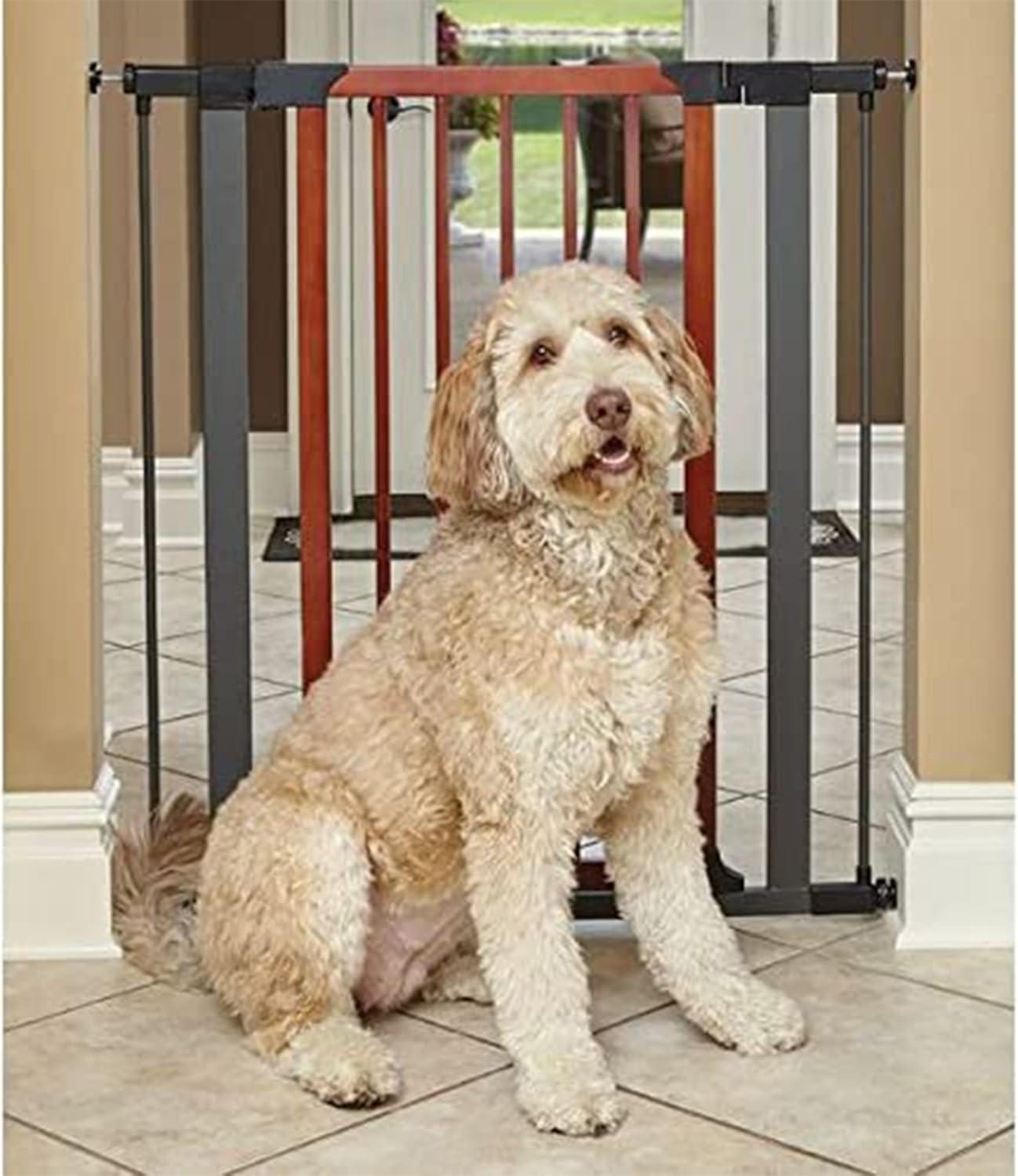 Mid West® Tall Steel Pet Gate with Decorative Wood Door 39 Inch