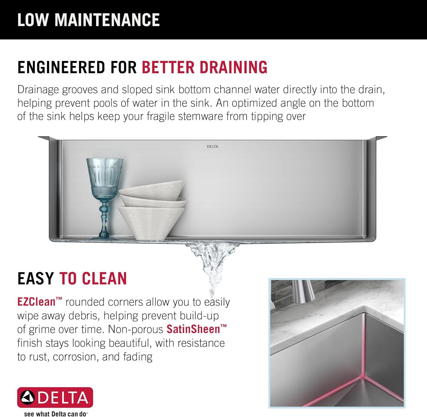 Delta Lenta™ Undermount 16 Gauge Stainless Steel Single Bowl Kitchen Sink with Accessories