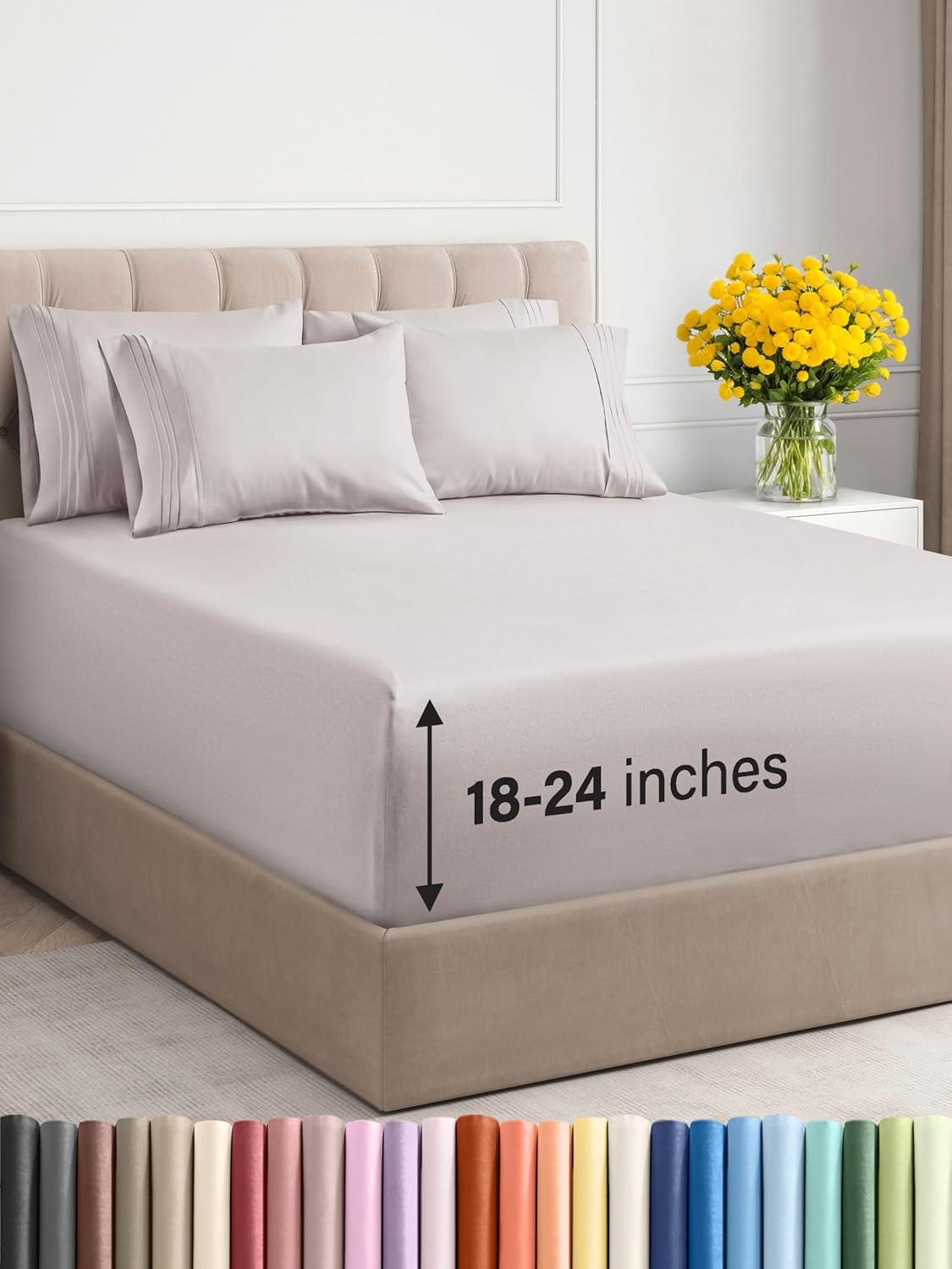 CGK Linens 6 Piece Extra Deep Pocket Ultra Soft & Cooling Sheet Set