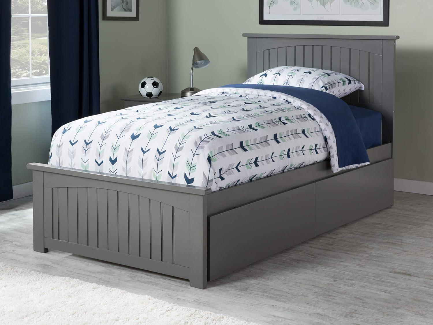 AFI Nantucket Twin Wood Platform Bed with Matching Footboard and Storage Drawers, Espresso