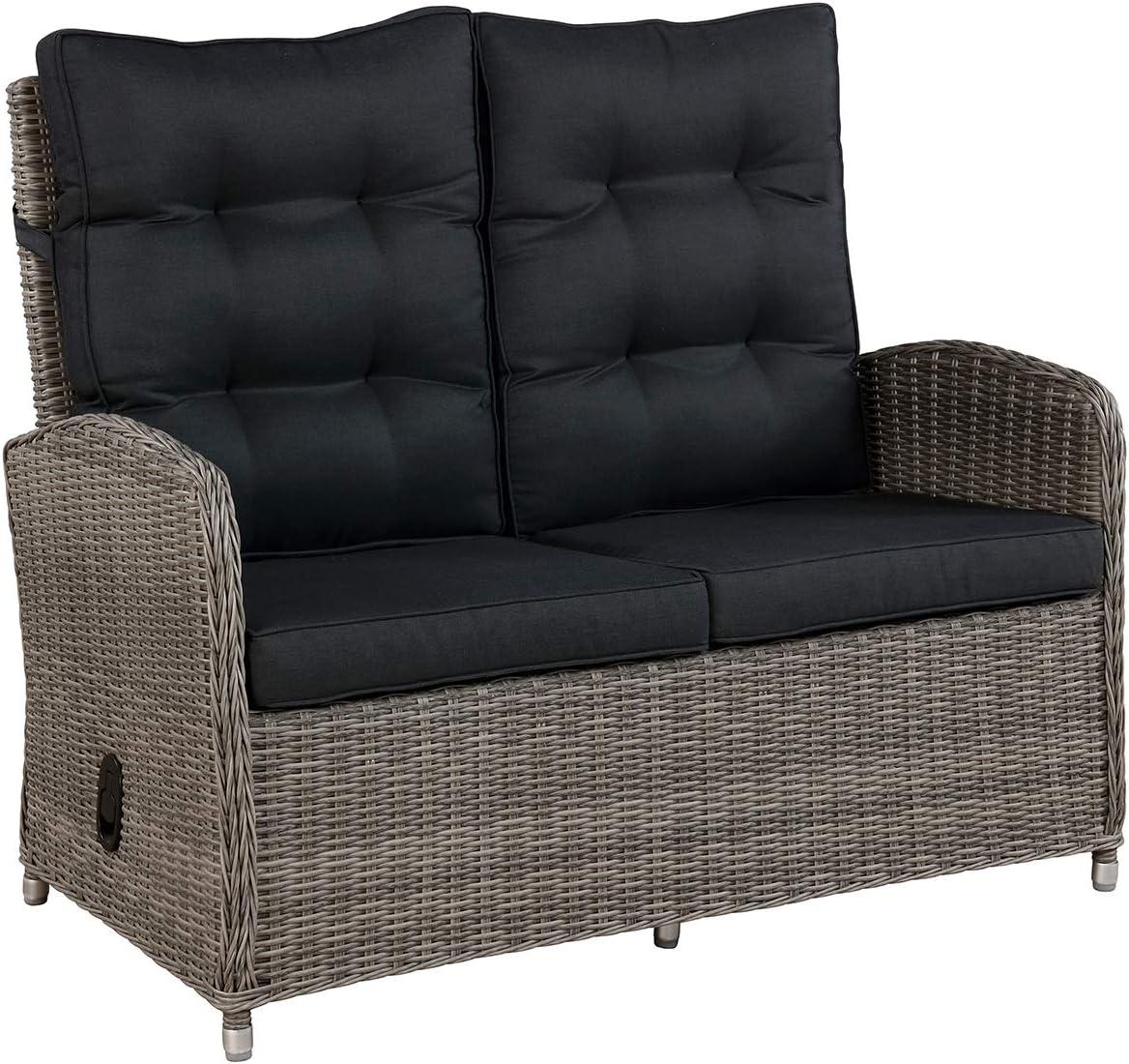 Monaco 48" Gray All-Weather Wicker Outdoor Reclining Bench