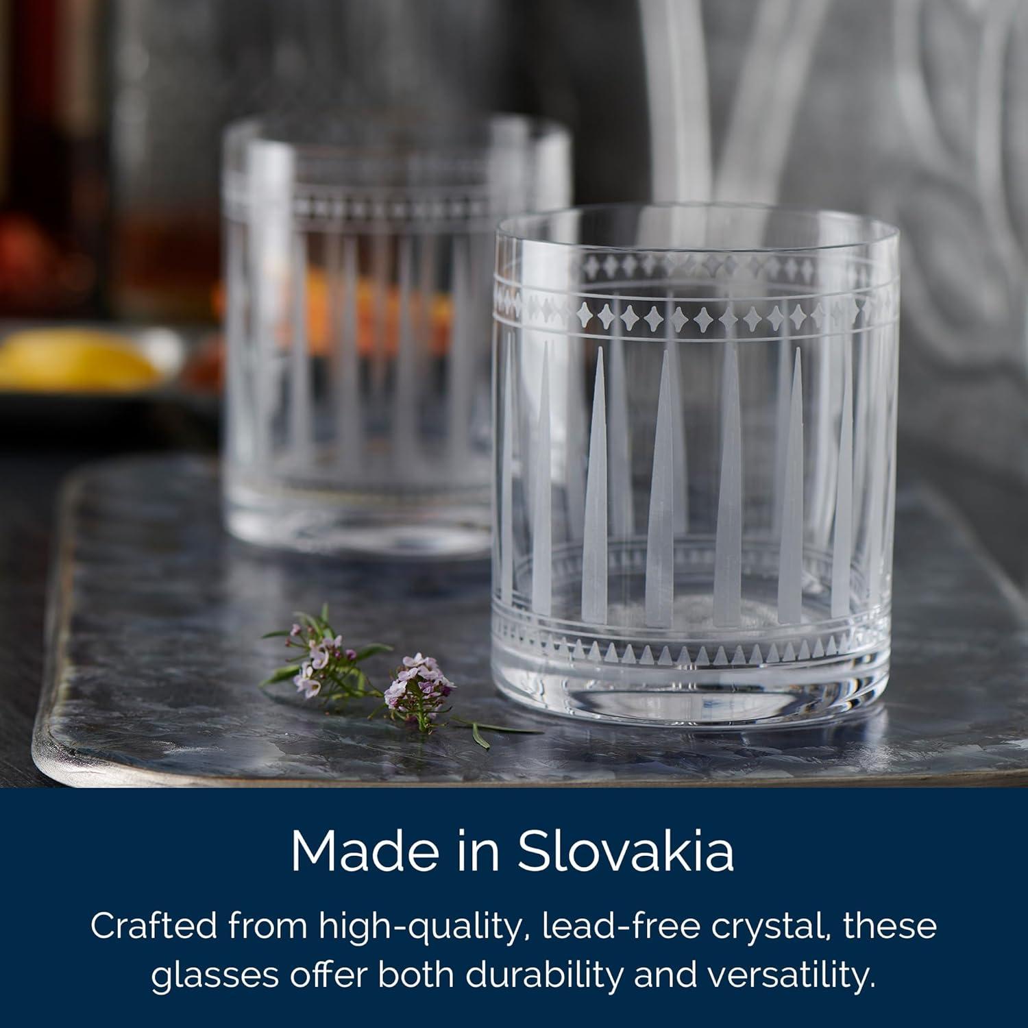 Art Deco Lead-Free Crystal Tumbler Glasses Set of 2