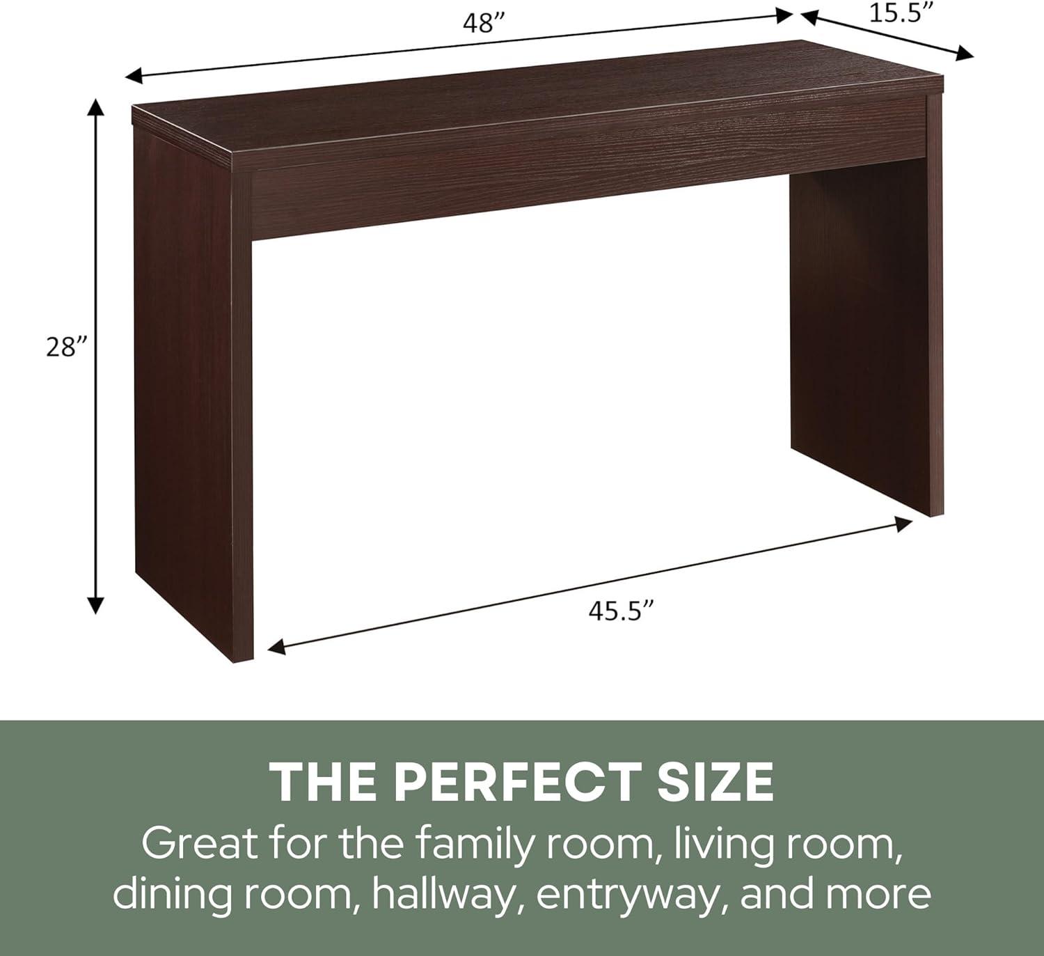 Espresso Wood and Metal Hall Console Table