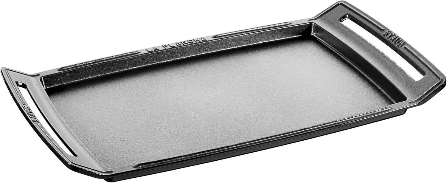 Staub Black Cast Iron Rectangular Griddle Pan with Handles