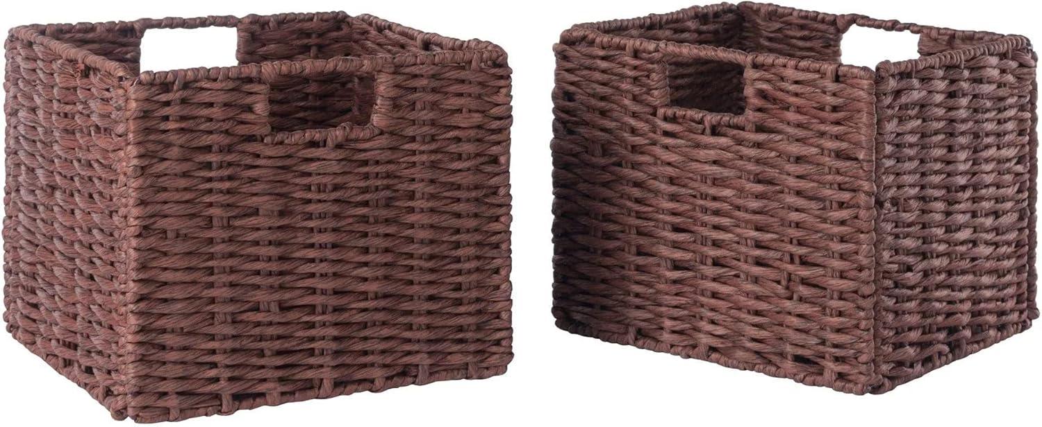 Ergode Tessa 2-Pc Woven Rope Basket Set, Foldable, Walnut