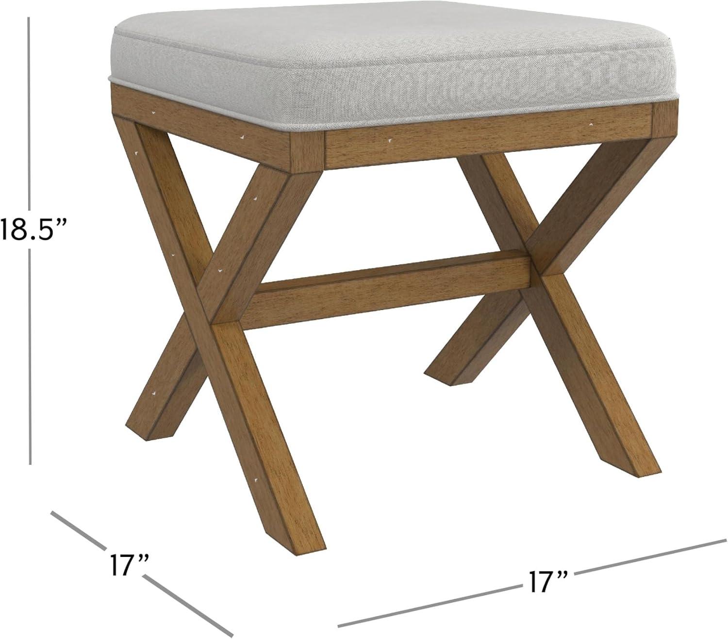 Hillsdale Furniture 18.5" Somerset Backless Wood Vanity Stool Fog: Padded Ottoman Bench, Polyester Upholstery