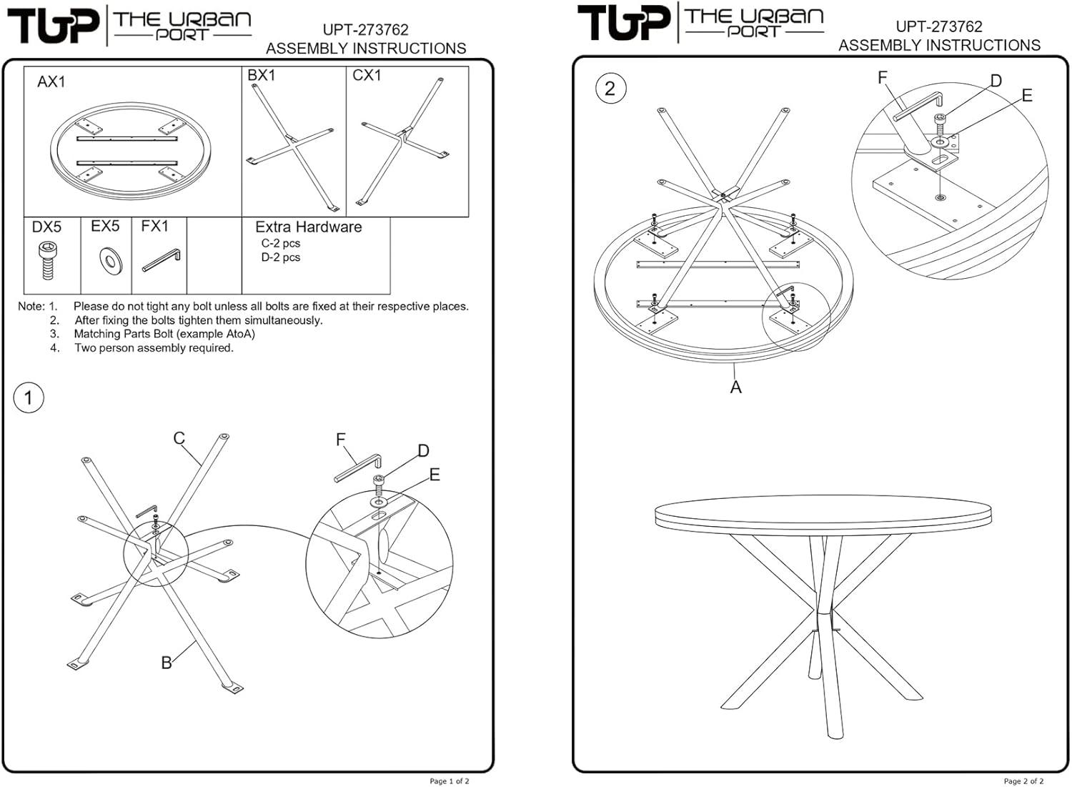 Rustic Farmhouse 48" Round Solid Mango Wood Dining Table with Iron Legs