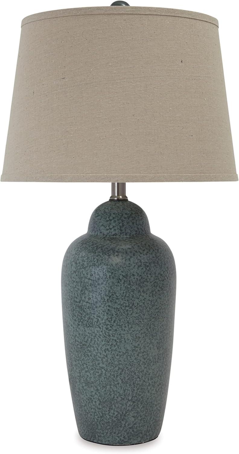 Saher Ceramic Table Lamp Green - Signature Design by Ashley: Two-Tone Glazed, Textured Shade, 150W, UL Listed