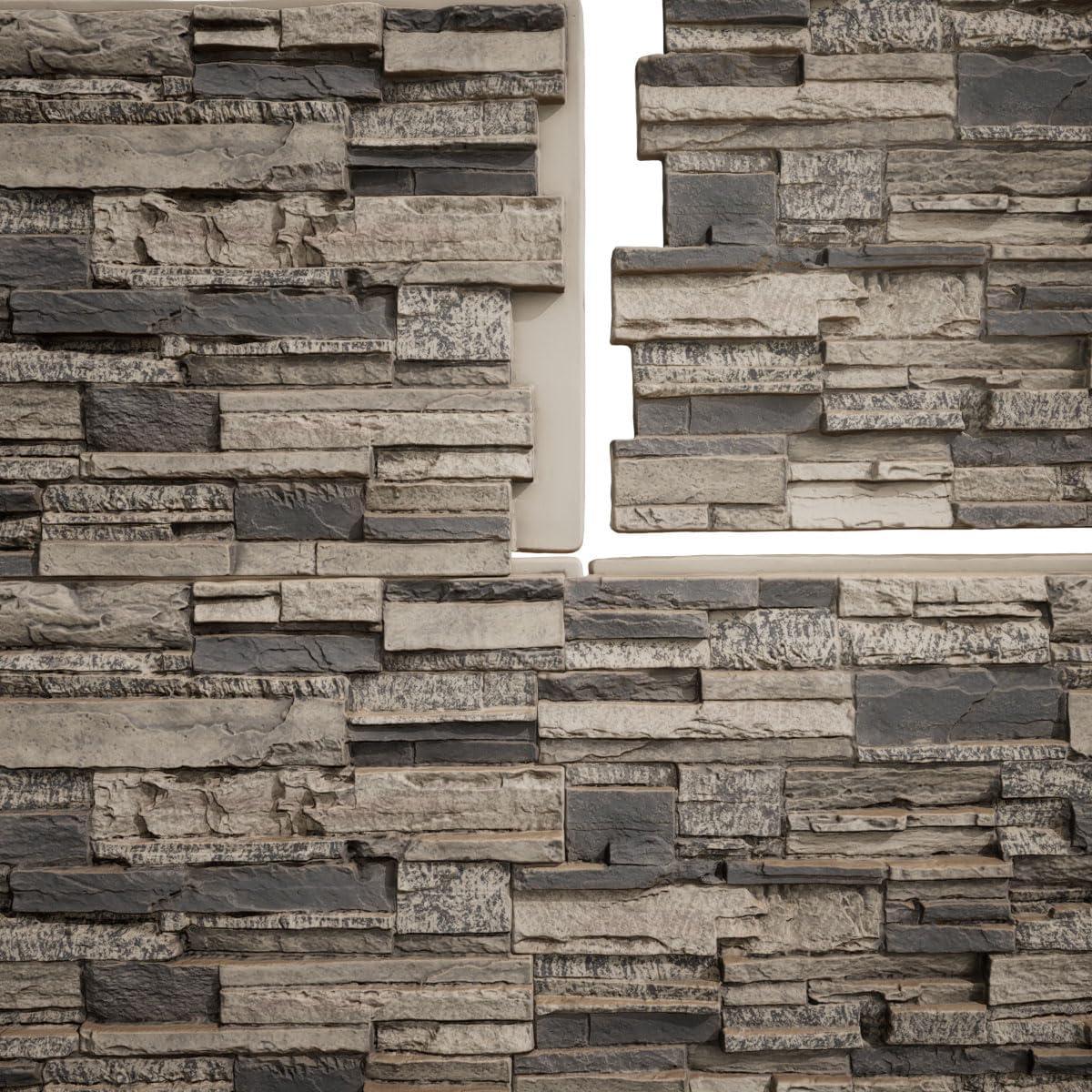 Cascade Stacked Faux Stone 24.75" x 48.625" Wall Paneling