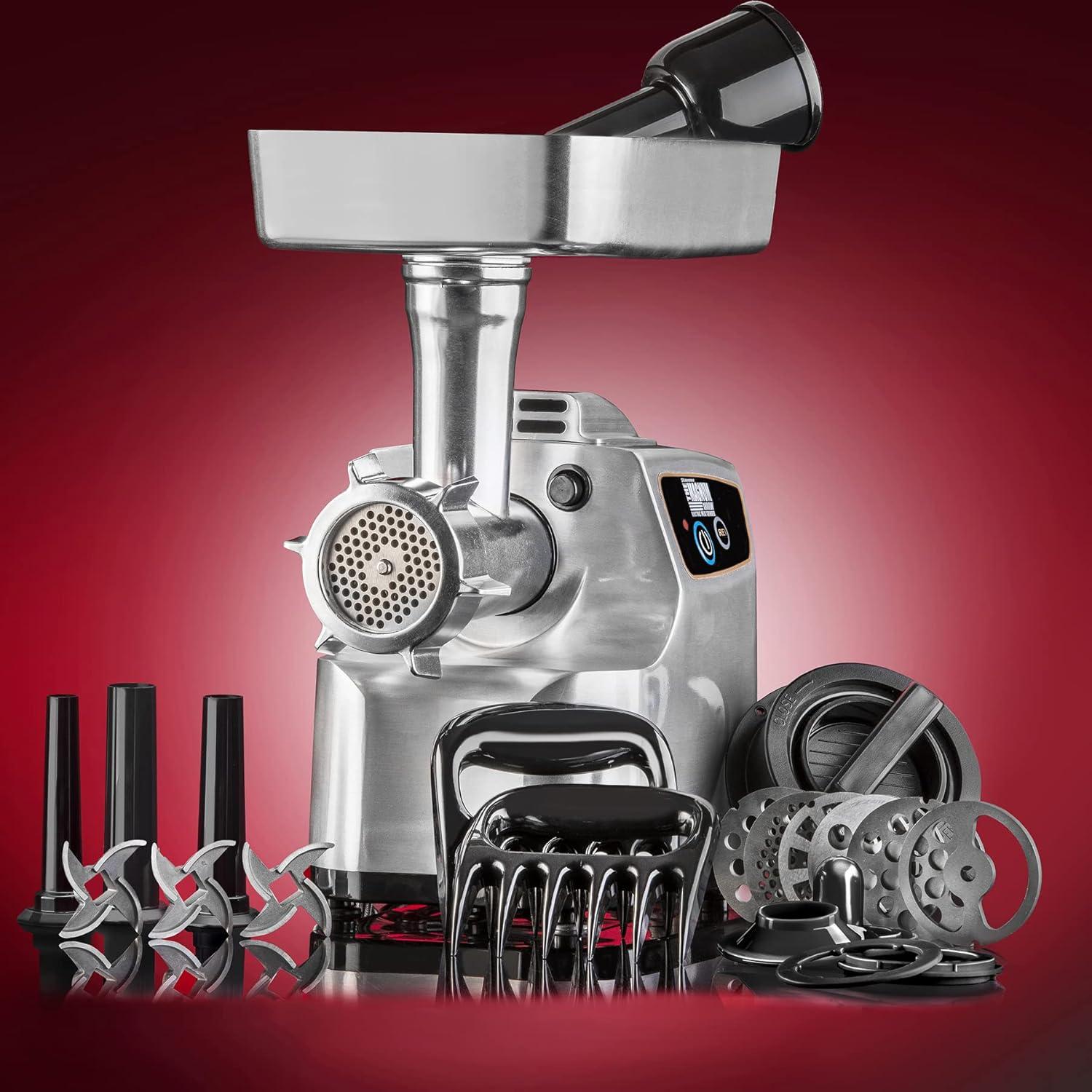 STX Intl Gen-2 Edition Magnum 1800W Air Cooled Electric Meat Grinder, Sausage Stuffer, Kubbe Maker & More