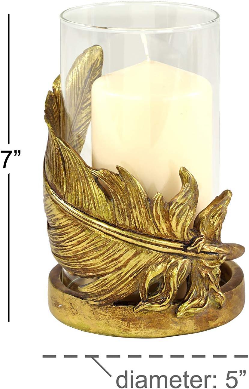 Elegant Winter Gold Glass Tabletop Hurricane Candle Lantern