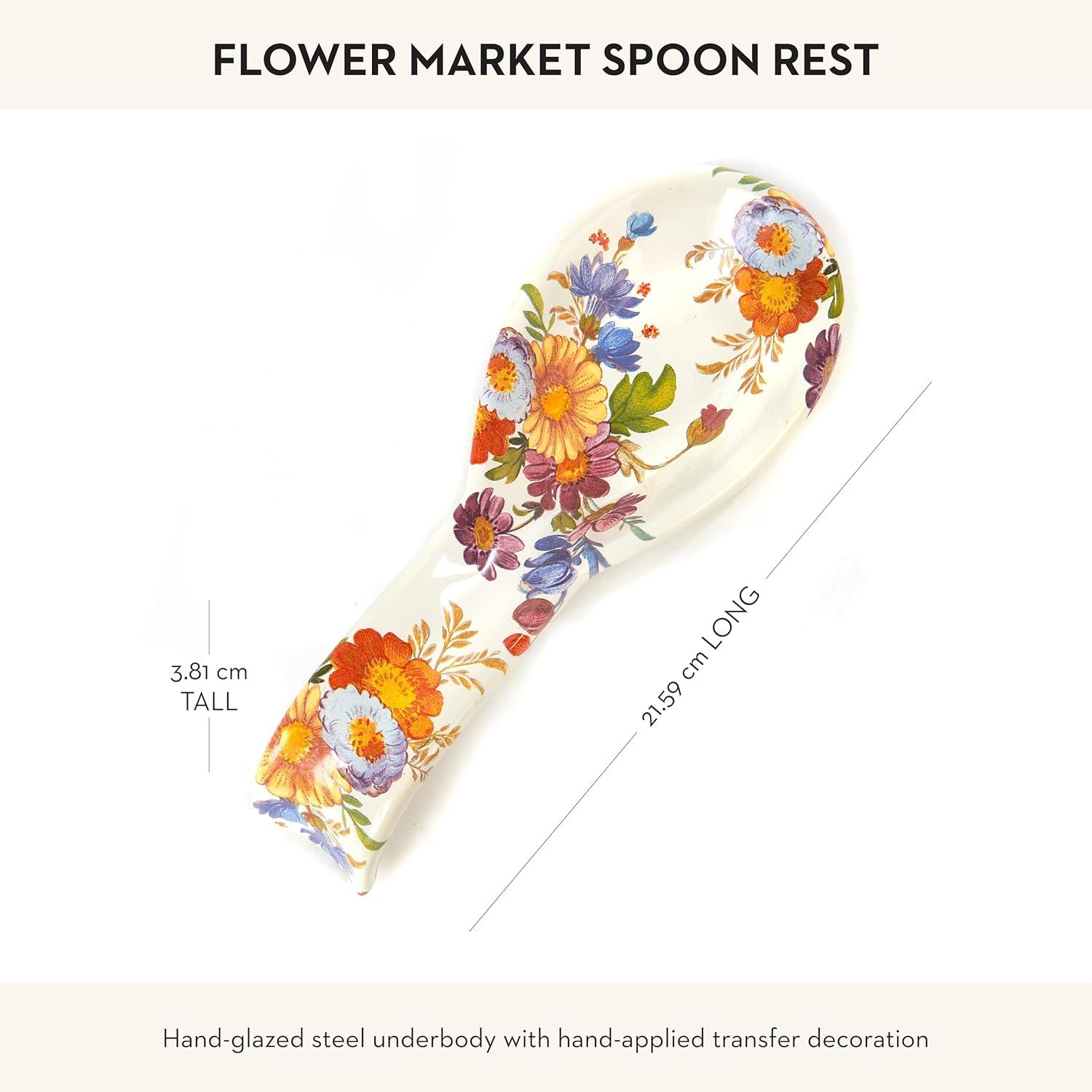 French Country Floral Enamel Steel Spoon Rest