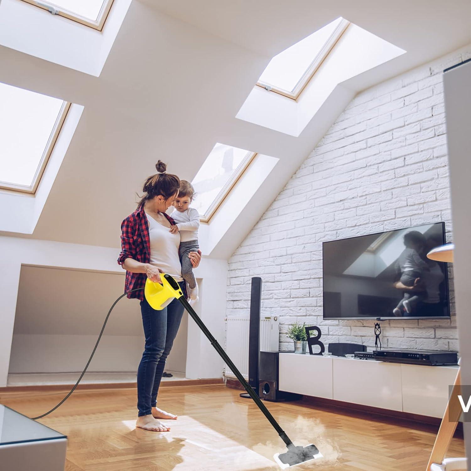 Handheld MultiPurpose Steam Cleaner with 17 Pieces, 350ml Large Capacity Steam Mop Continuous Fill water, Portable Chemical-Free Steamer for Home Use Carpet, Floors, Windows, 1400W