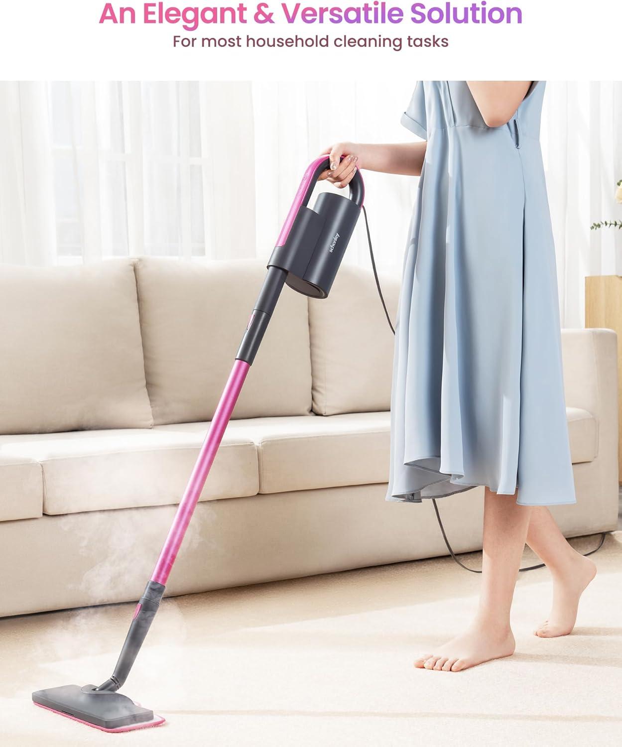 schenley SLFCSM064 Steam Mop and Detachable Handheld Steamer with 7-in-1 Accessories and Washable Microfiber Pads