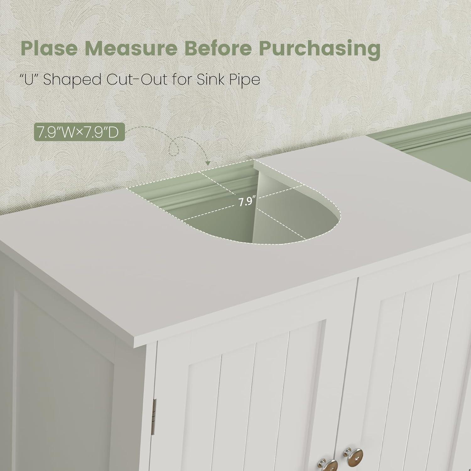FCH Pedestal Sink, Storage Cabinets with Two Doors and Adjustable Shelves Under Sink Organizer Bathroom Vanity Storage White