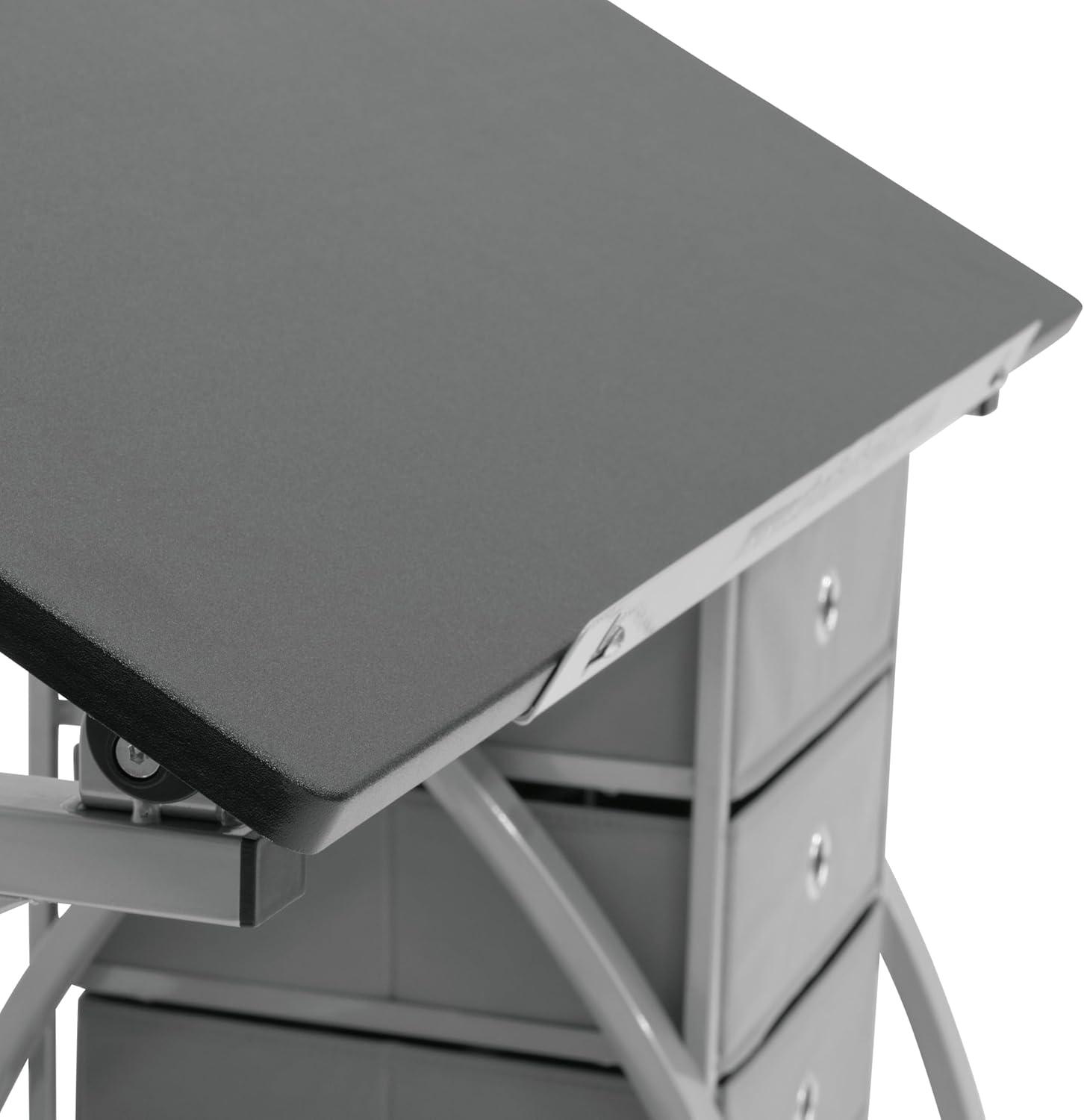 Comet Plus Drawing Table and Stool Set Silver/Gray - studio designs: Adjustable Top, Storage Drawers, Padded Seat