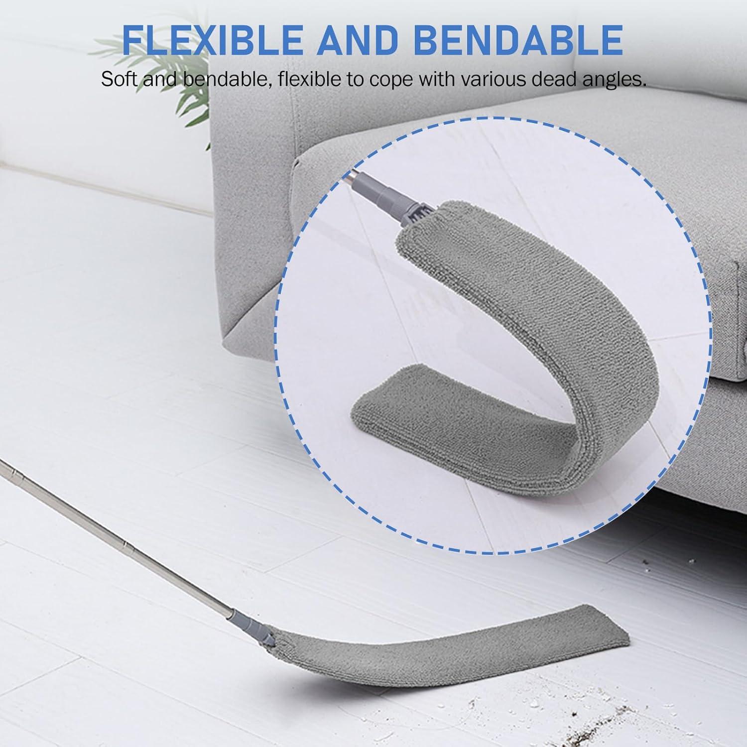 SetSail Extra-Long Dusters with Extension Pole 100-inch for Cleaning, Bendable Microfiber Head Washable Ceiling Fan Duster for High Ceilings, Furniture