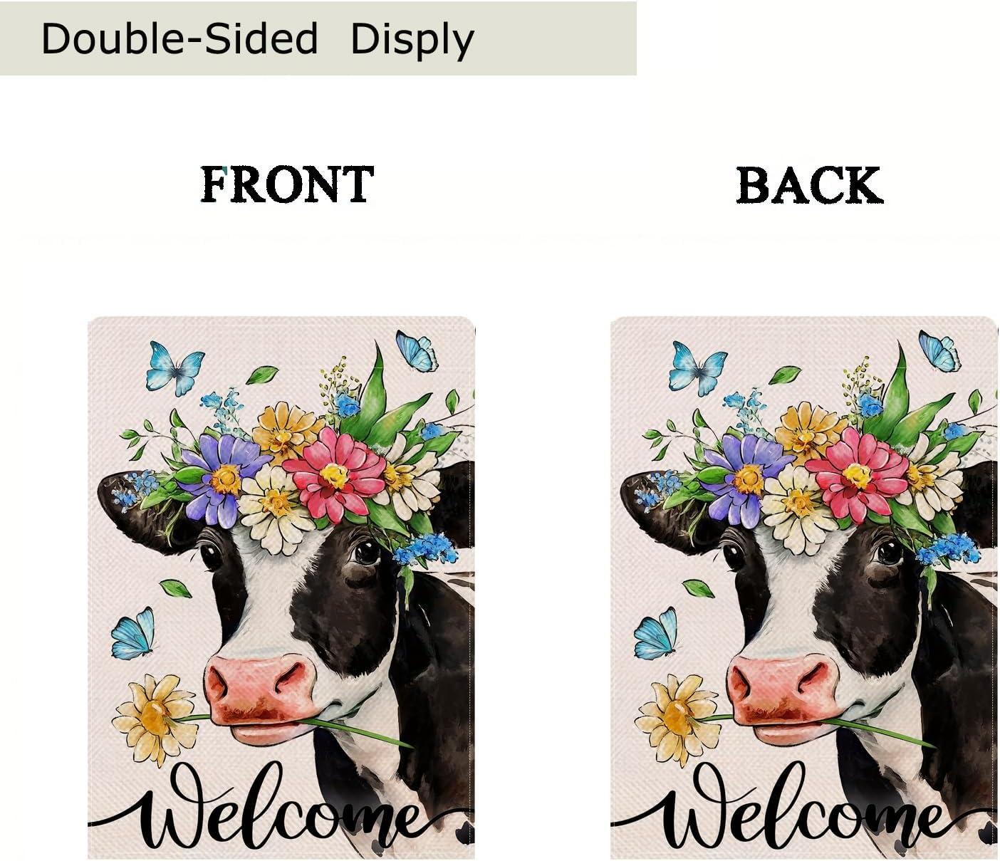 Spring Welcome Horse Garden Flag 12 x 18 inch Double Sided Outside decorations,Funny Cute Animal Small Garden Flags For Outdoor Yard Lawn
