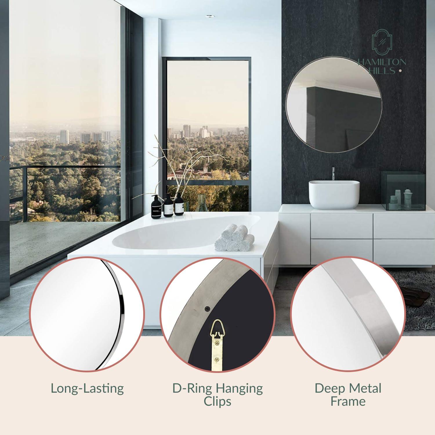 Hamilton Hills 24" Bronze Circle Deep Set Metal Round Frame Mirror Contemporary