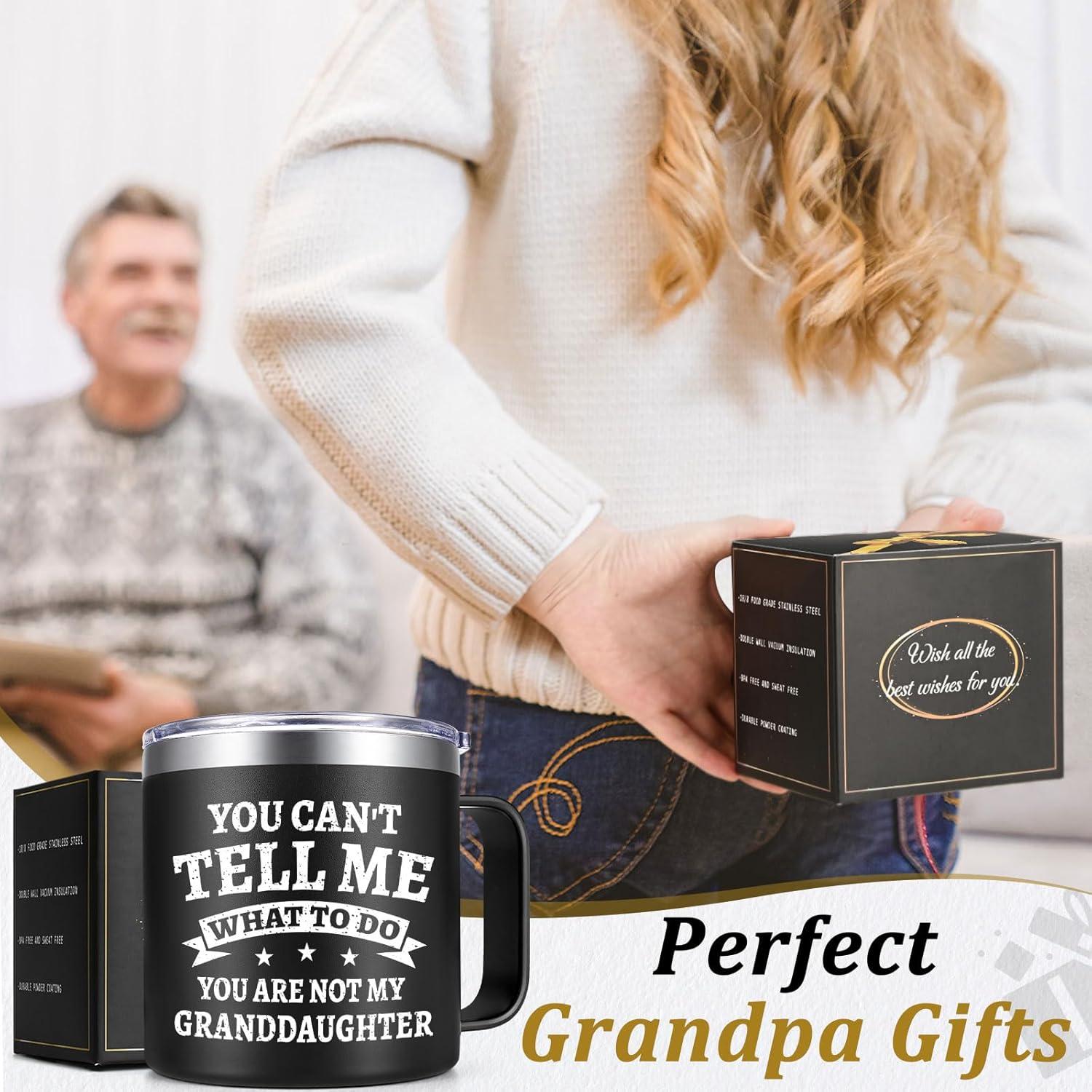 Best Grandpa Gifts for Christmas - 14Oz Grandpa Mug (Black) - You Are Not My Granddaughter -