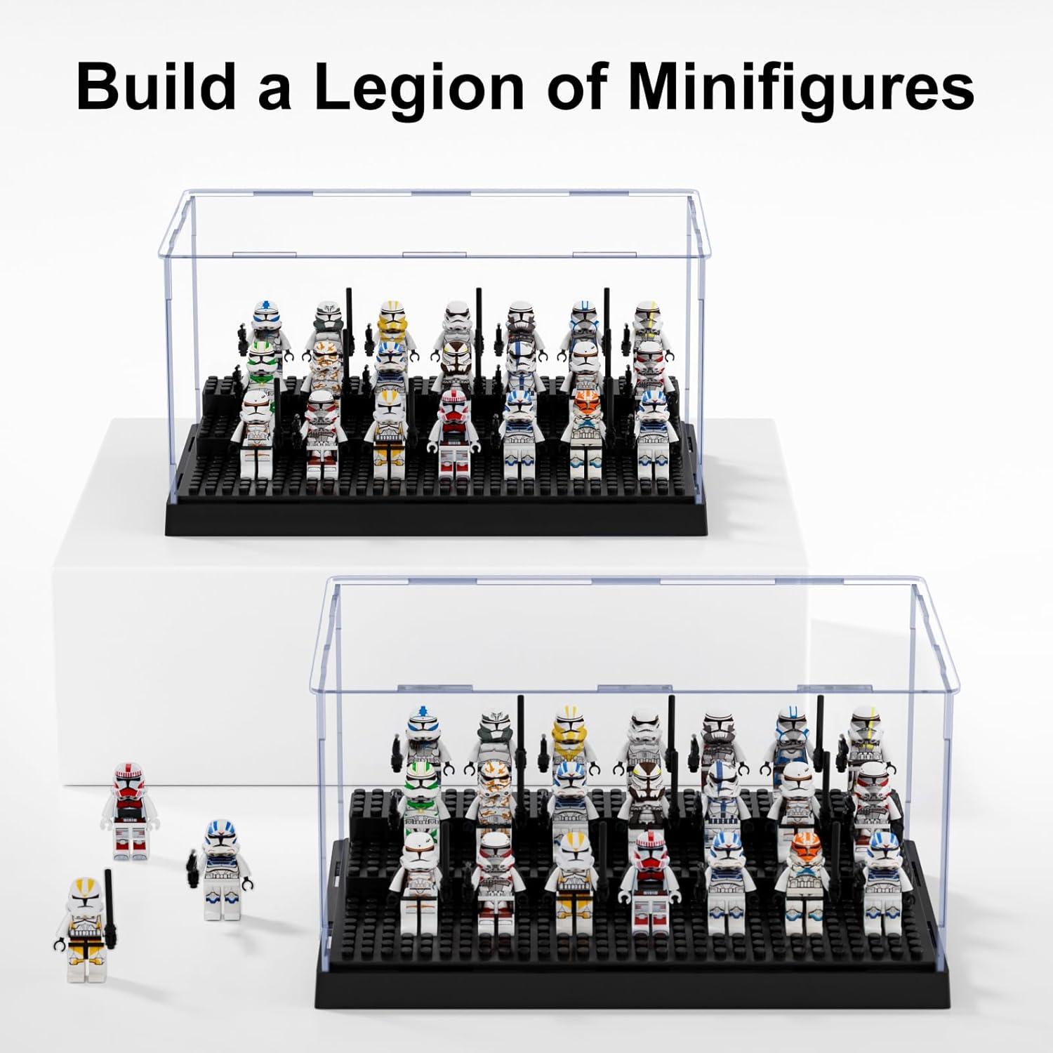 Display Case for Minifigure Action Figures Blocks, Removable Acrylic Display Box Storage for Collection Bricks Blocks Toys Models Minifigures