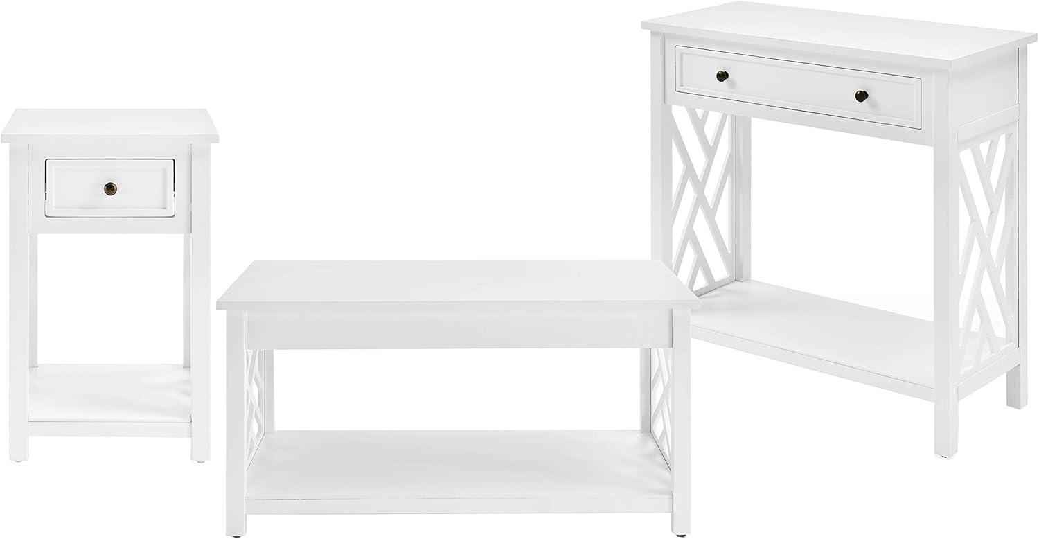 36" Middlebury Coffee Table, End Table and Console Table White - Alaterre Furniture: 3-Piece Wooden Furniture Set with Drawers