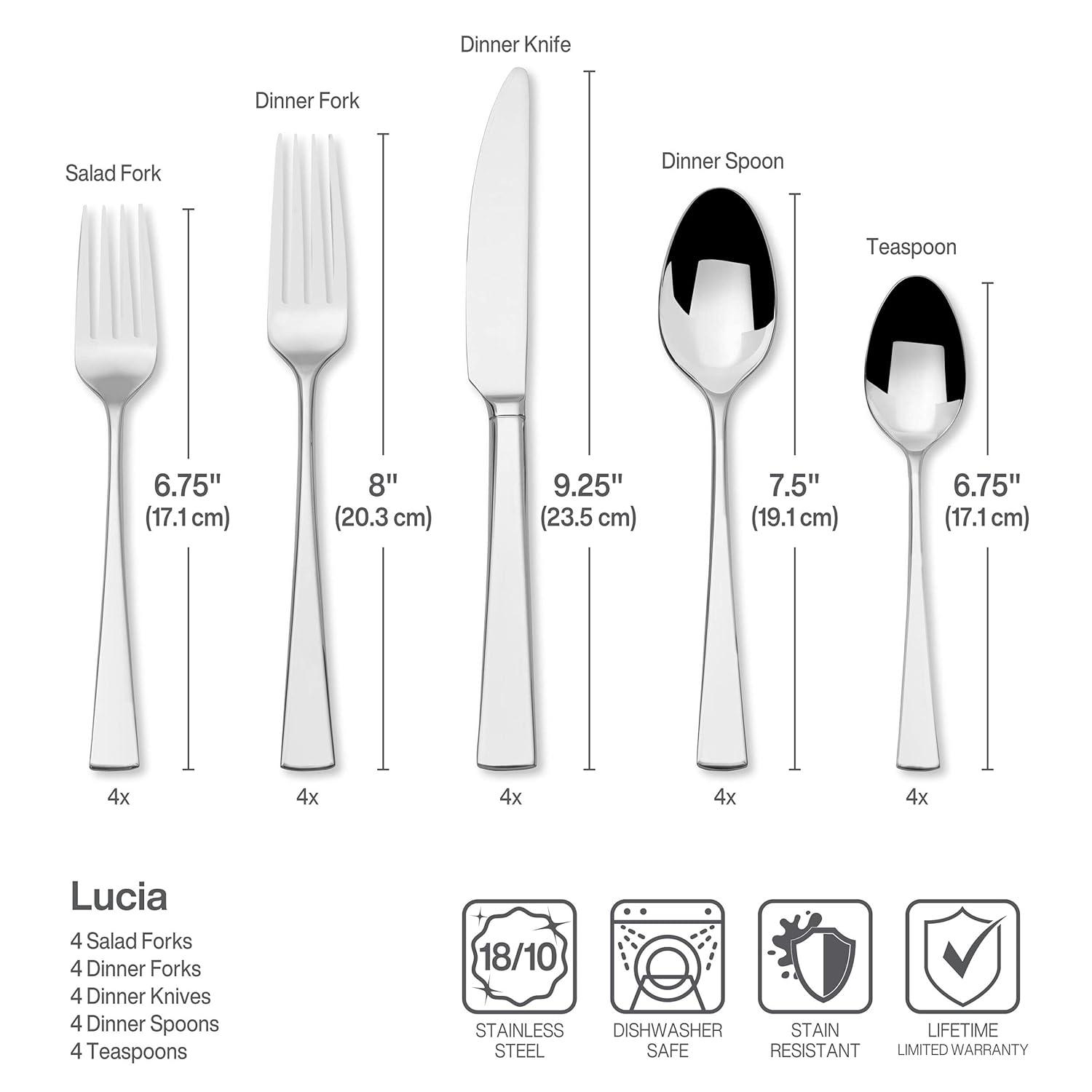 Mikasa Lucia 20-Piece Flatware Set - Crafted with Premium 18/10 Stainless Steel