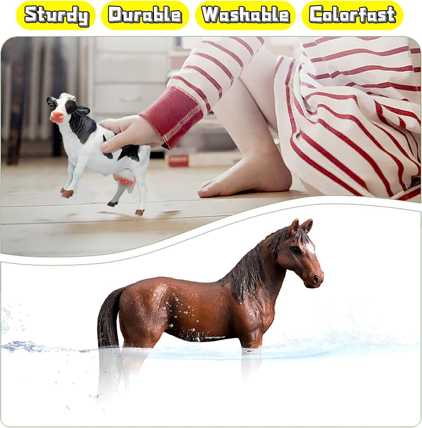 Animal Figurines, Big Animal Toys, 8 Pcs Farm Animals Figurines Toys, Realistic Plastic Animals Playset, Educational Learning Toy Set for Kids Toddlers