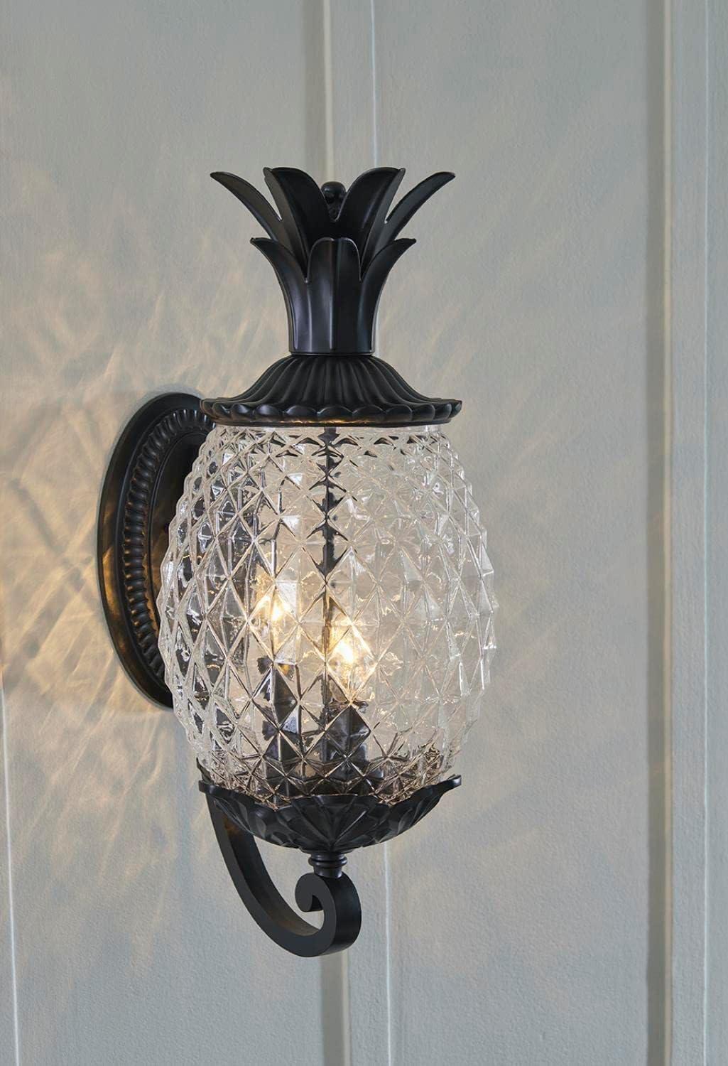 Lanai Matte Black Pineapple Outdoor Wall Lantern