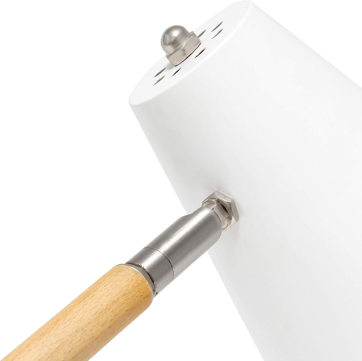 Simple Designs Wooden Pivot Desk Lamp White: ETL Listed, Adjustable Neck, Metal Shade, No Assembly Required