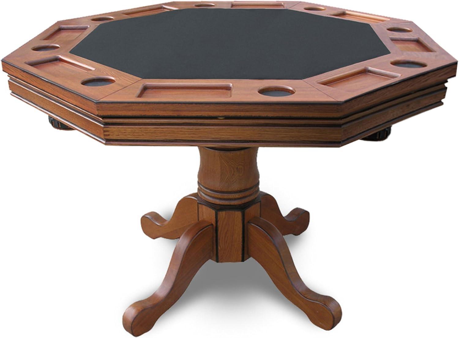 Oak 3-in-1 Poker Table with Black Felt and 4 Chairs