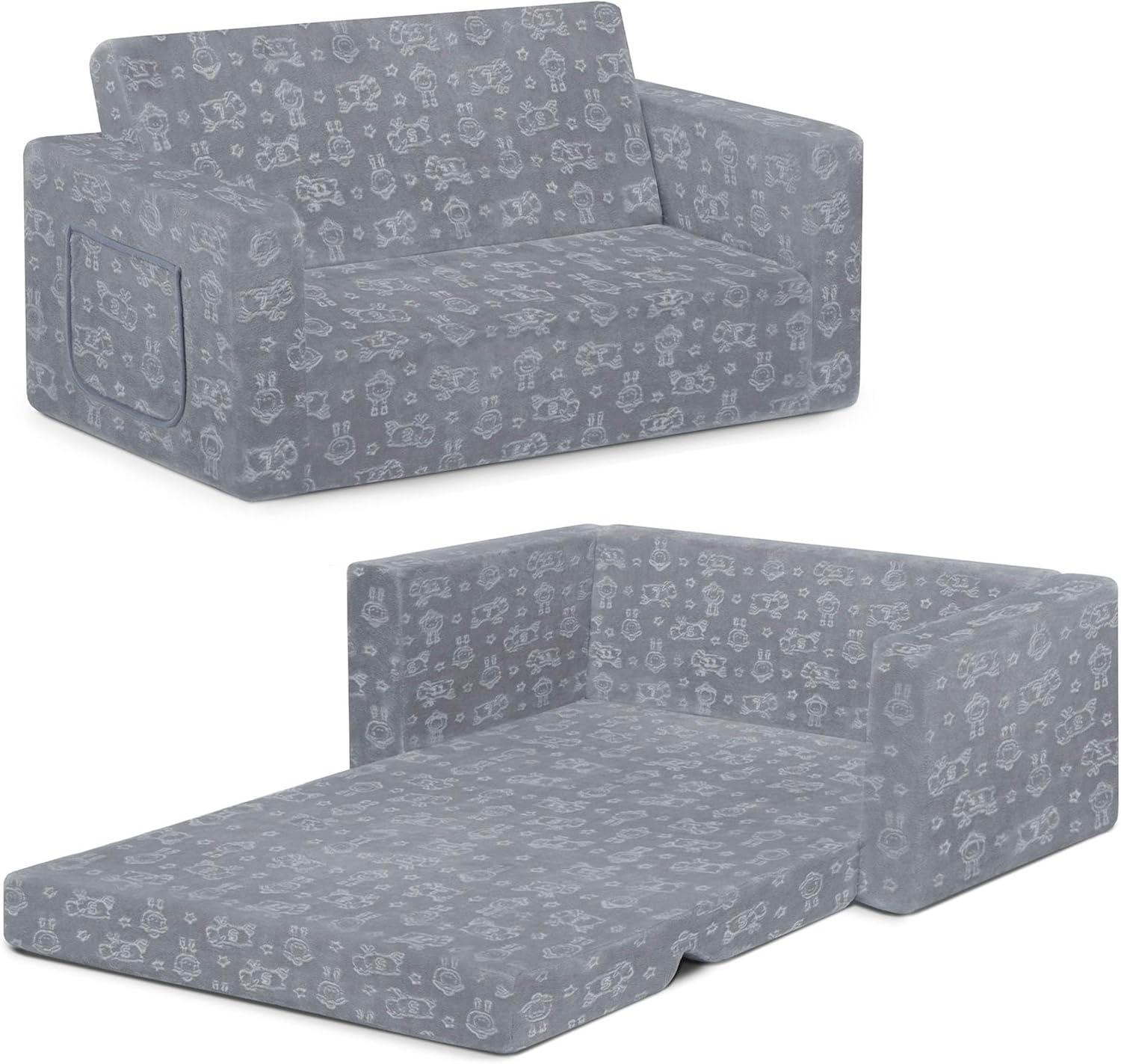 Serta Perfect Sleeper Extra Wide Comfy 2-in-1 Convertible Sofa to Lounger - Gray