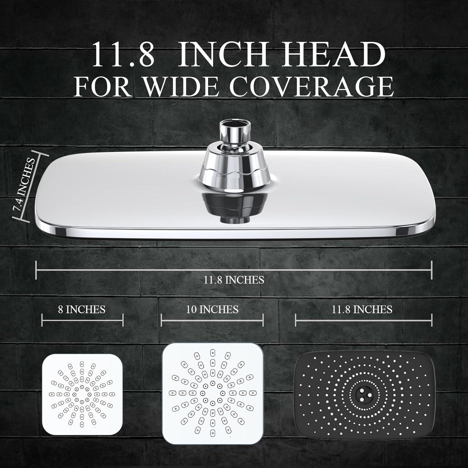 Chrome Adjustable Dual Rain Shower Head with Handheld