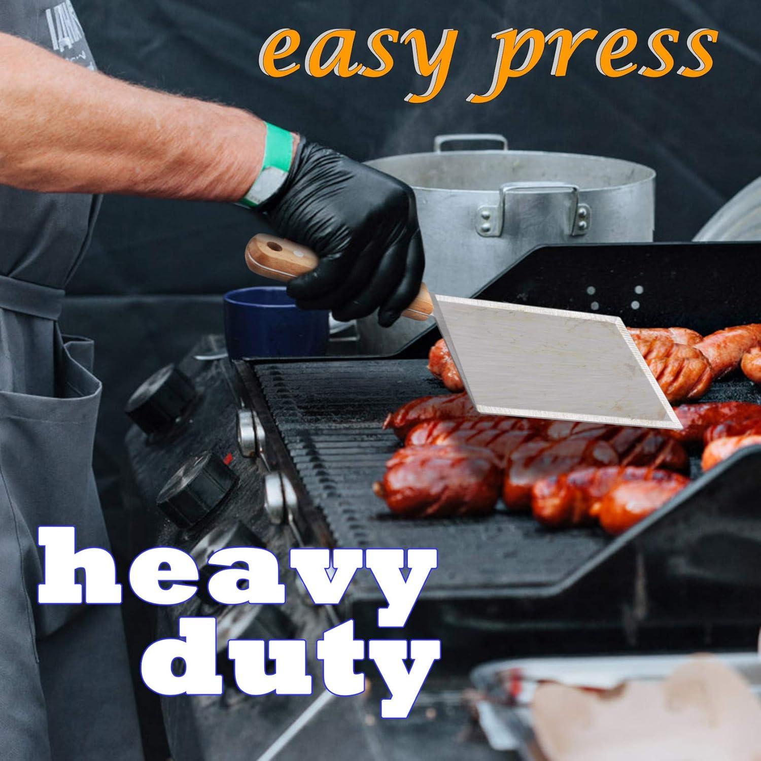 Metal Spatula Set of 2, Leonyo Stainless Steel Griddle Hamburger Spatula, as Barbecue Turner Grilling BBQ Griddle Accessories, Triple Rivets & 2 x S Hook, Heavy Duty & Easy Press