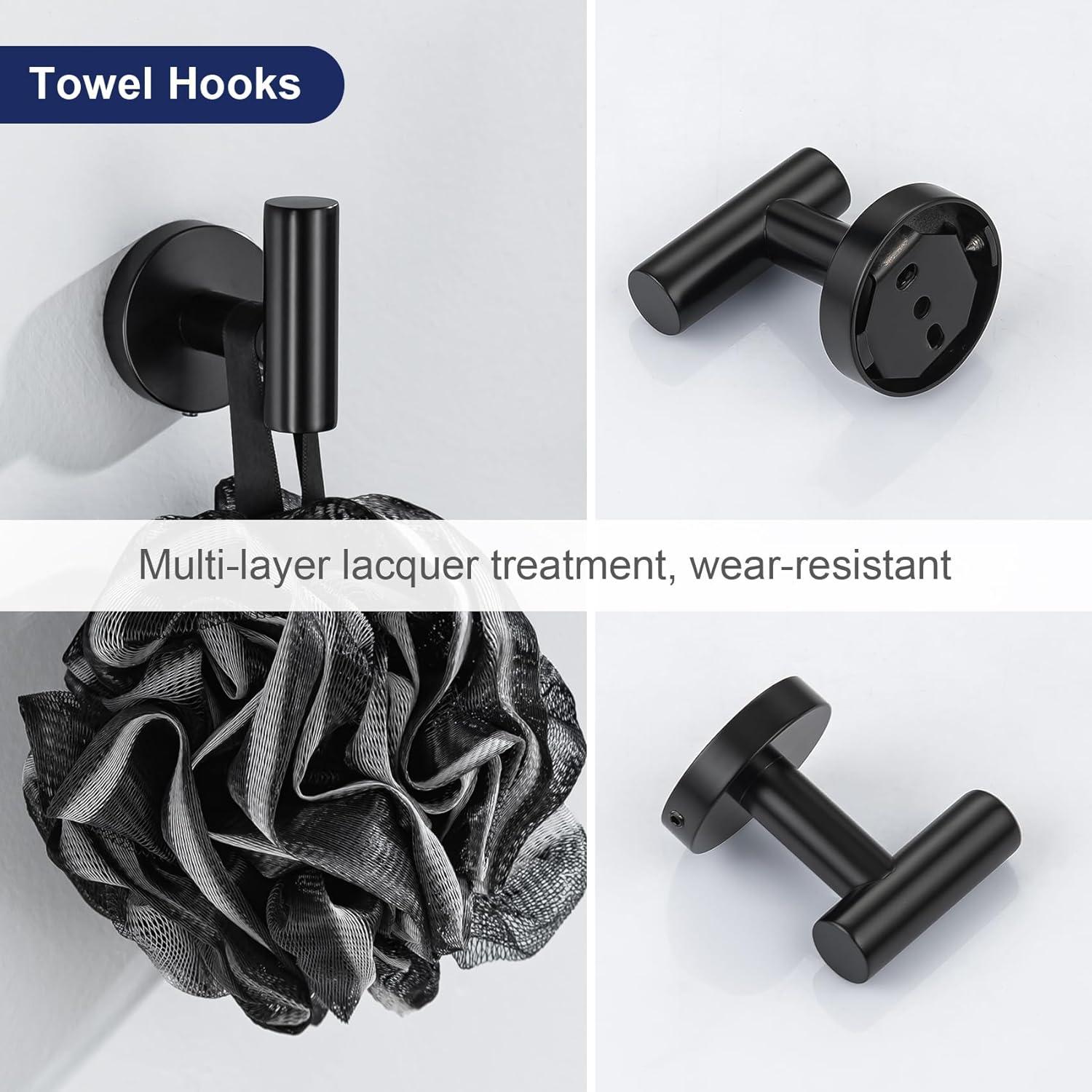 Matte Black Stainless Steel 5-Piece Bathroom Hardware Set