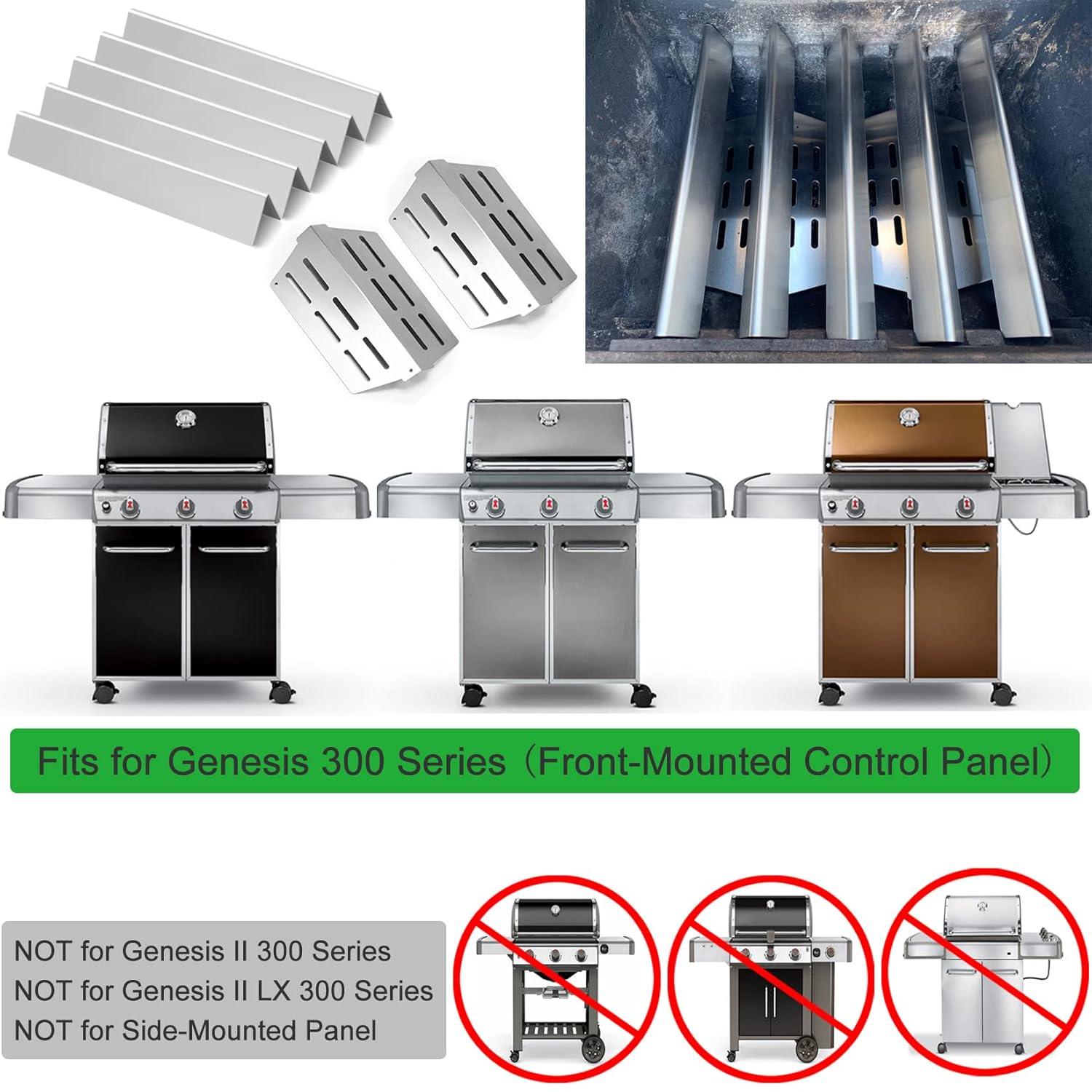 GasSaf 17.5 Grill Flavorizer Bars Heat Deflector for Weber Genesis Parts 310, Flavor Bar for Weber Genesis 300 310 320 330 EP310 EP320 EP330 (Front Knob 2011-Newer) Grill Parts Heat Plates 7620 7622