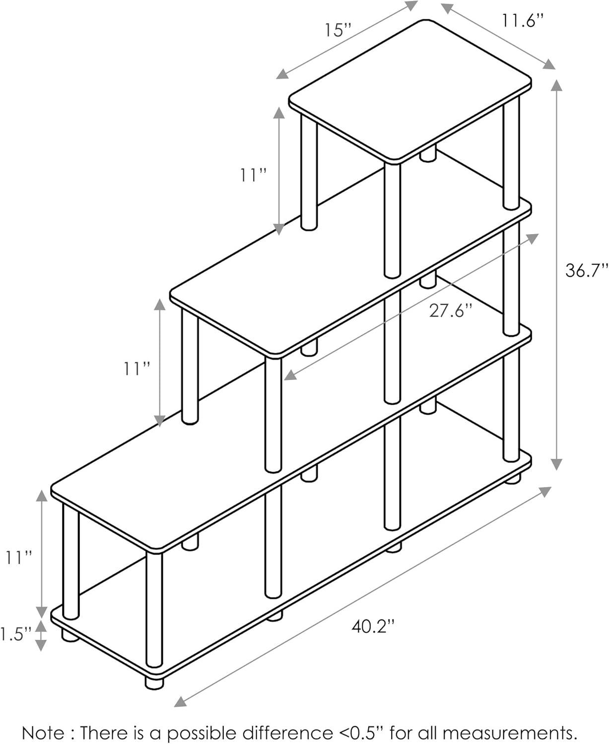 Furinno 16107WN/BR Turn-N-Tube Ladder Space Shelf, Walnut/Brown