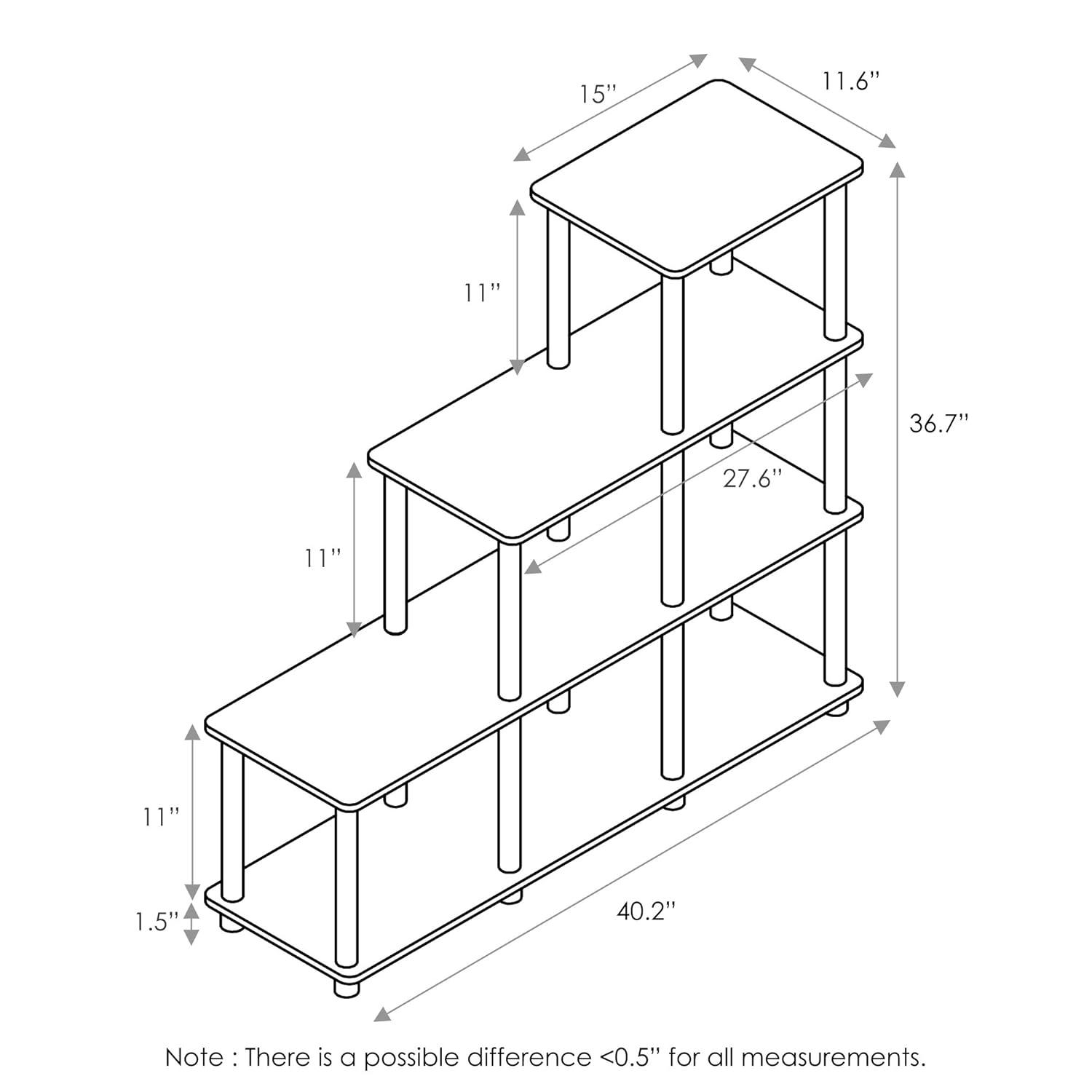 Furinno 16107WN/BR Turn-N-Tube Ladder Space Shelf, Walnut/Brown
