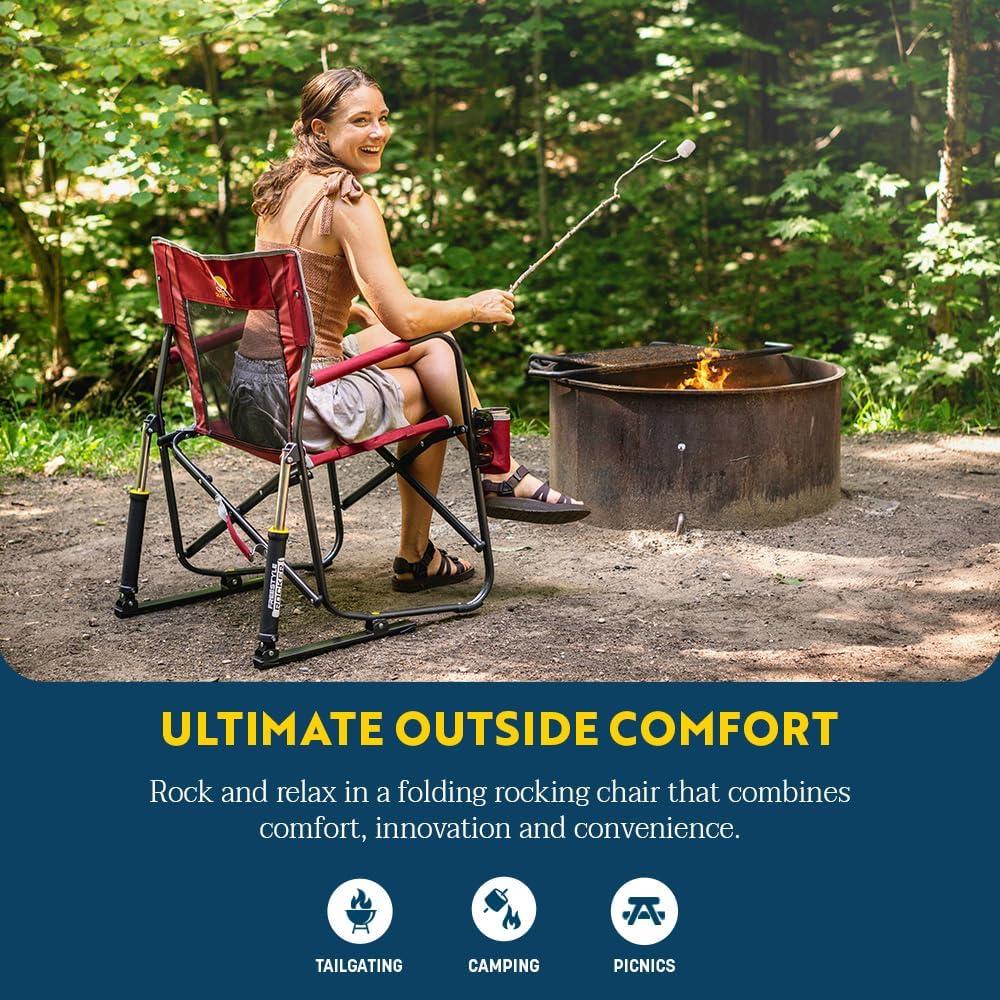 GCI Outdoor Freestyle Rocker Foldable Rocking Camp Chair, Cinnamon