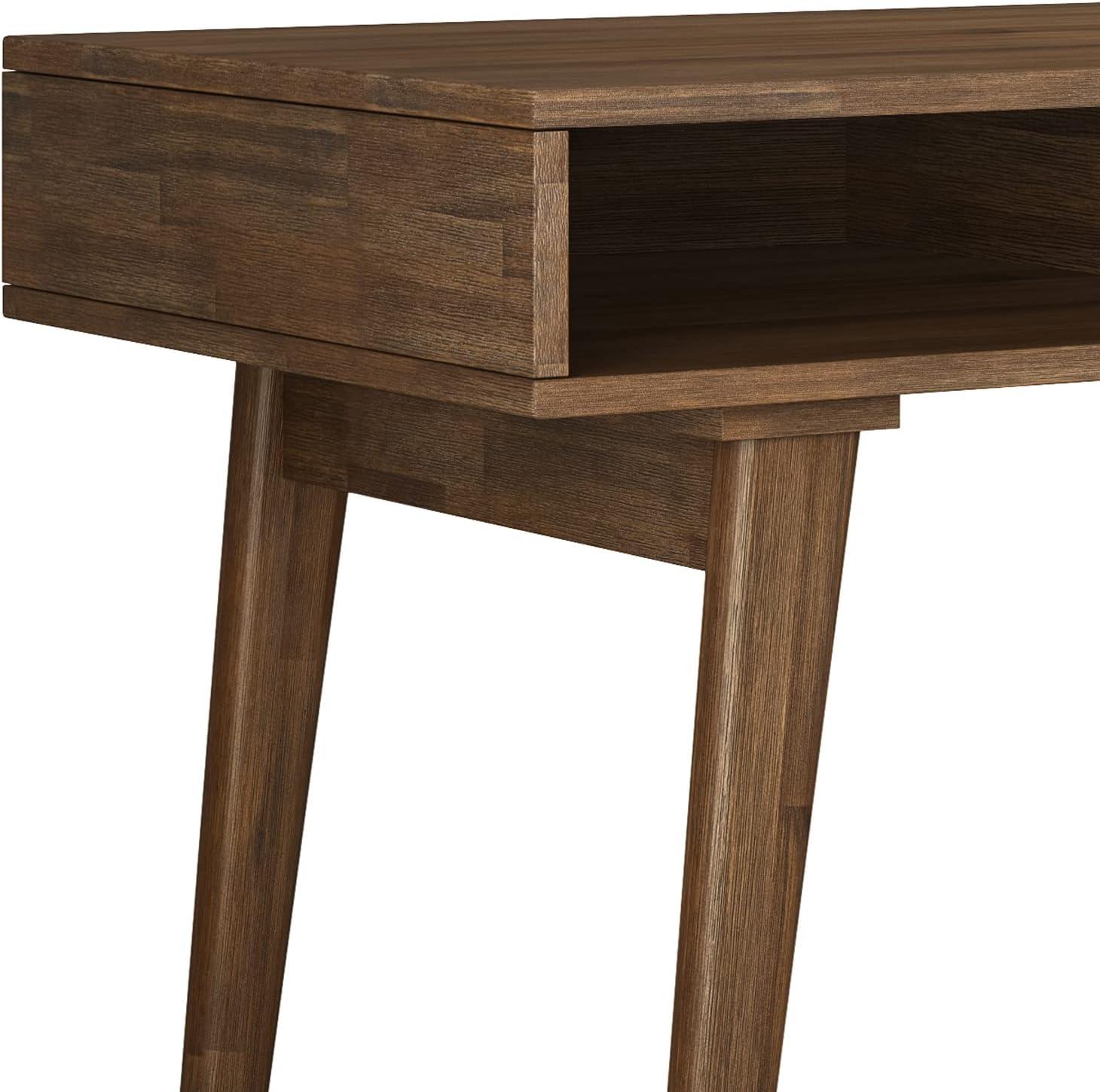 Simpli Home Clarkson Solid Acacia Wood Desk With Side Drawers In Rustic Natural Aged Brown