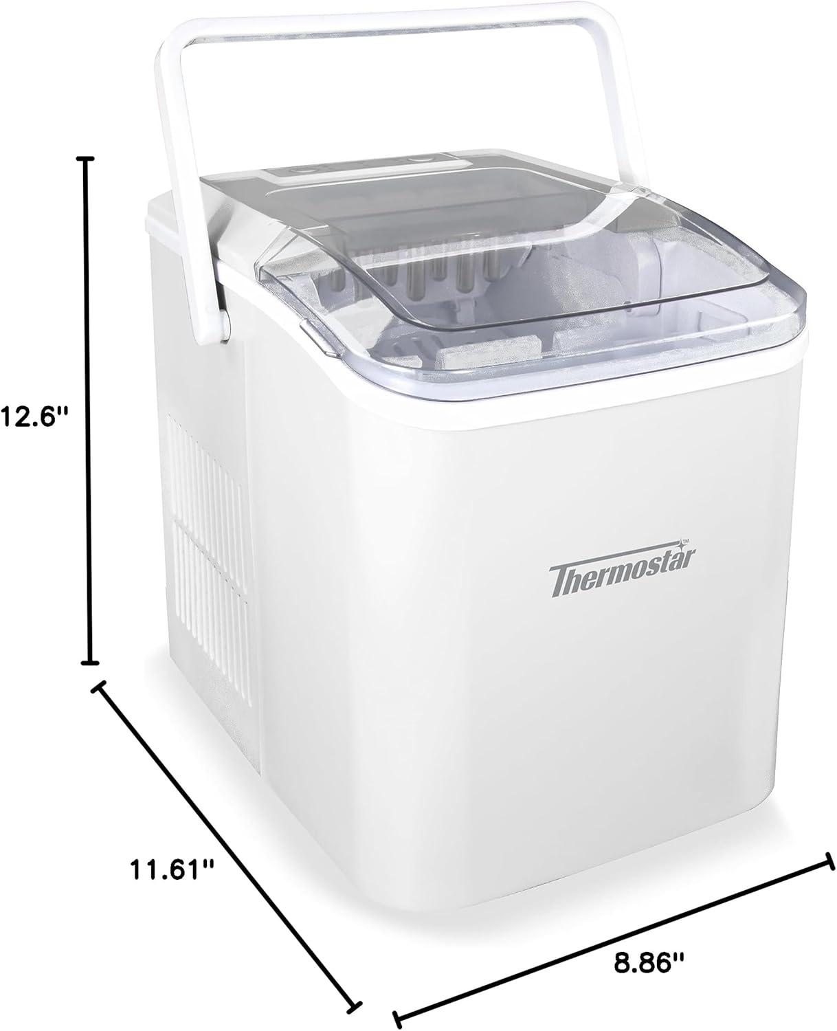 THERMOSTAR Thermostar 26-Pound Automatic Self-Cleaning Portable Countertop Ice Maker Machine With Handle