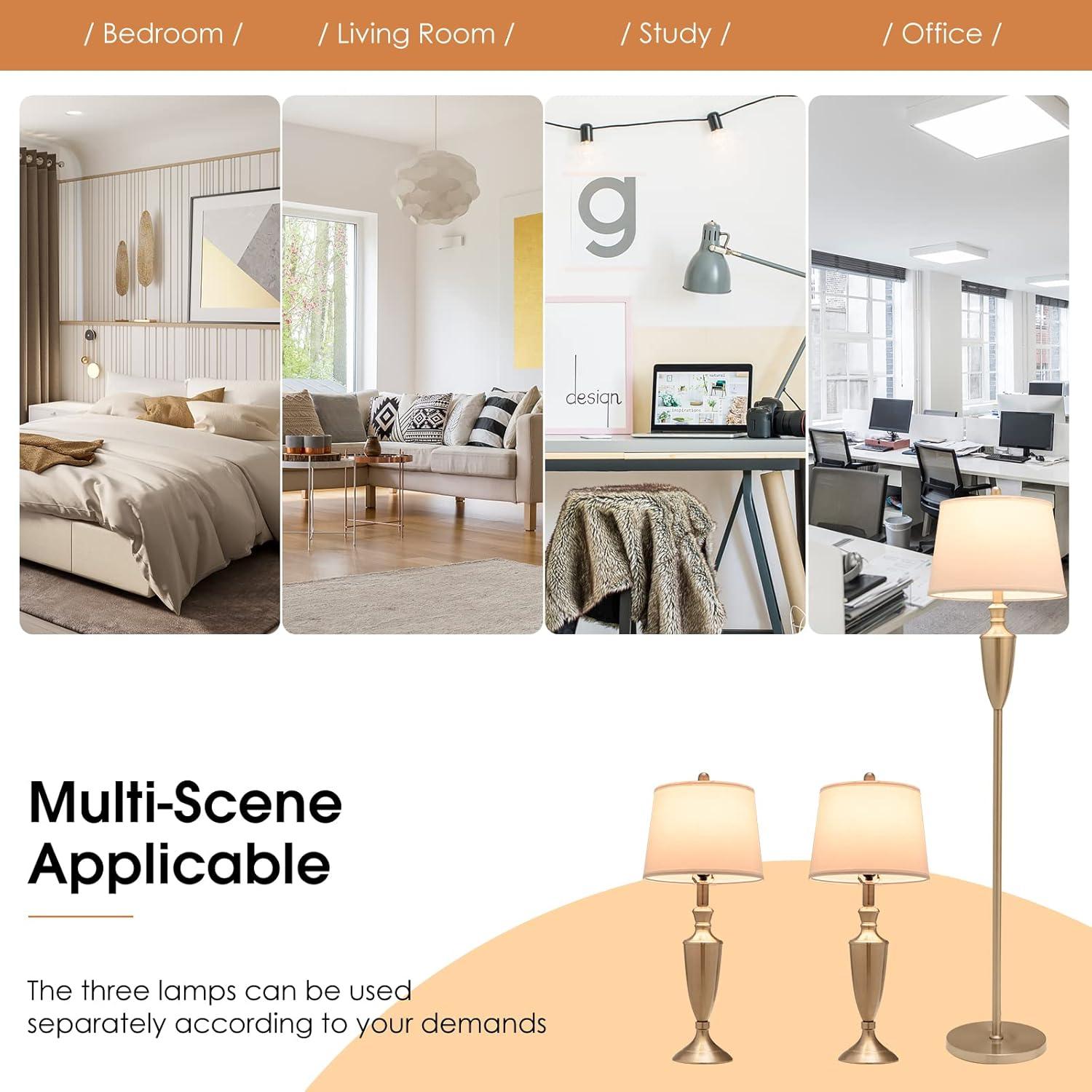 Lalia Home Crystal Drop Table and Floor Lamp Set Metallic Silver : Metallic Silver, Brushed Nickel Base ,Modern Lighting