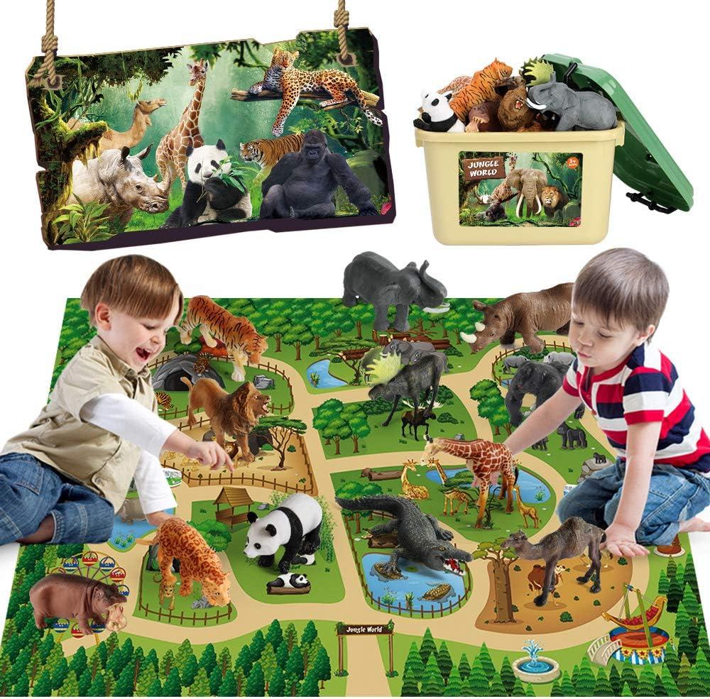 Safari Animals Playset with Large Activity Mat and Storage Box