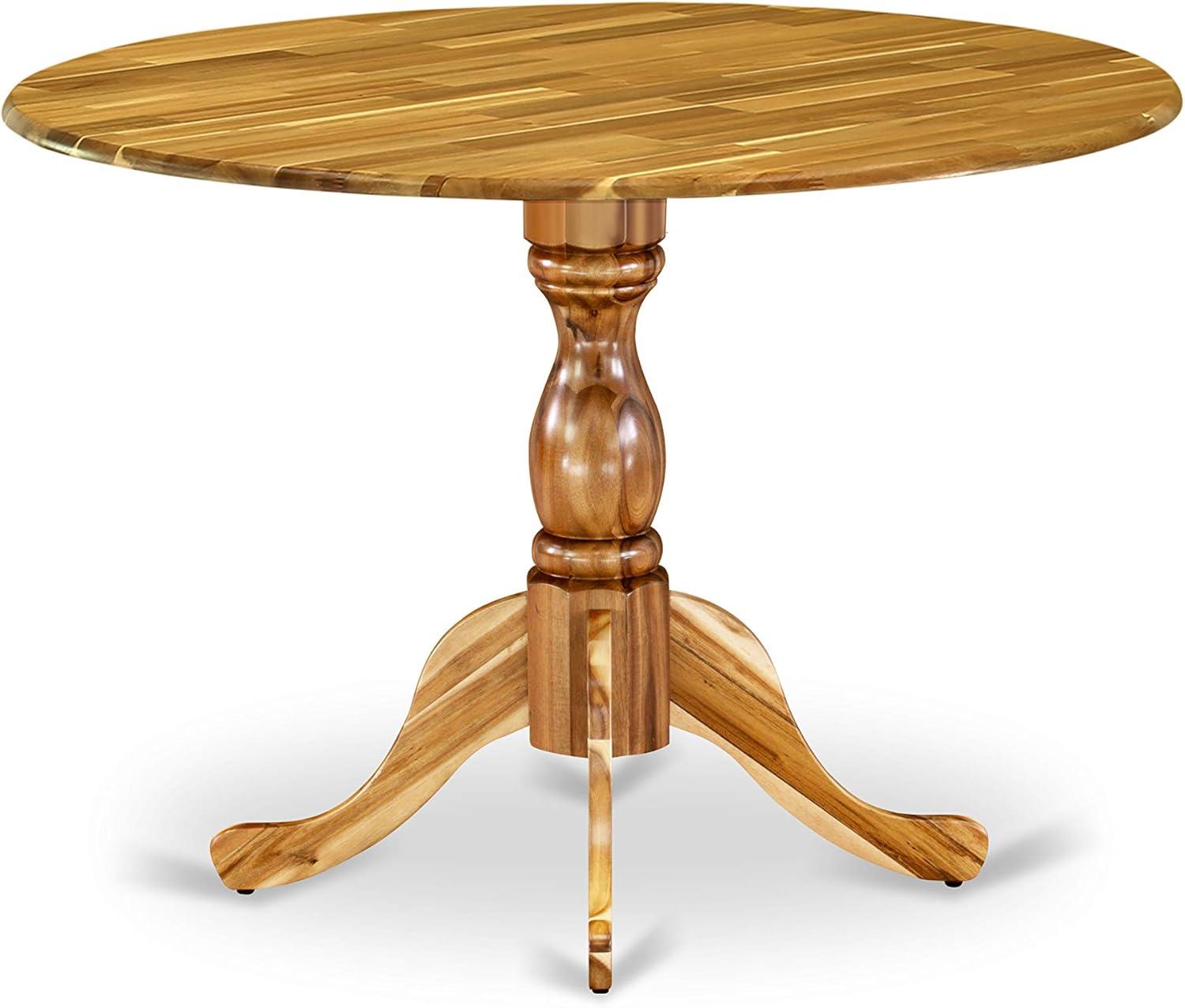 East West Furniture Dublin Wood Dining Table with Pedestal Legs in Natural