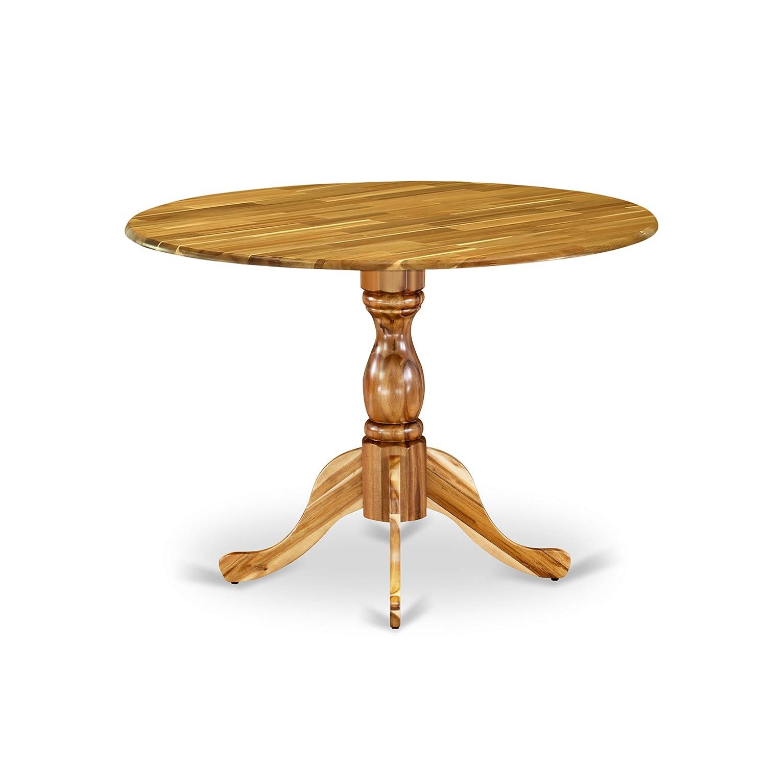 East West Furniture Dublin Wood Dining Table with Pedestal Legs in Natural