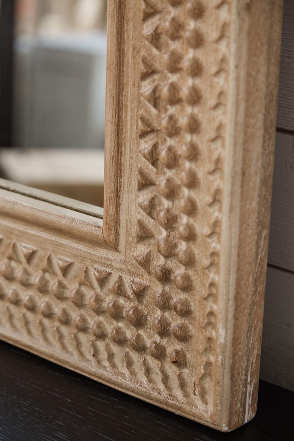 Brown Carved Wood 78" Full Length Floor Mirror