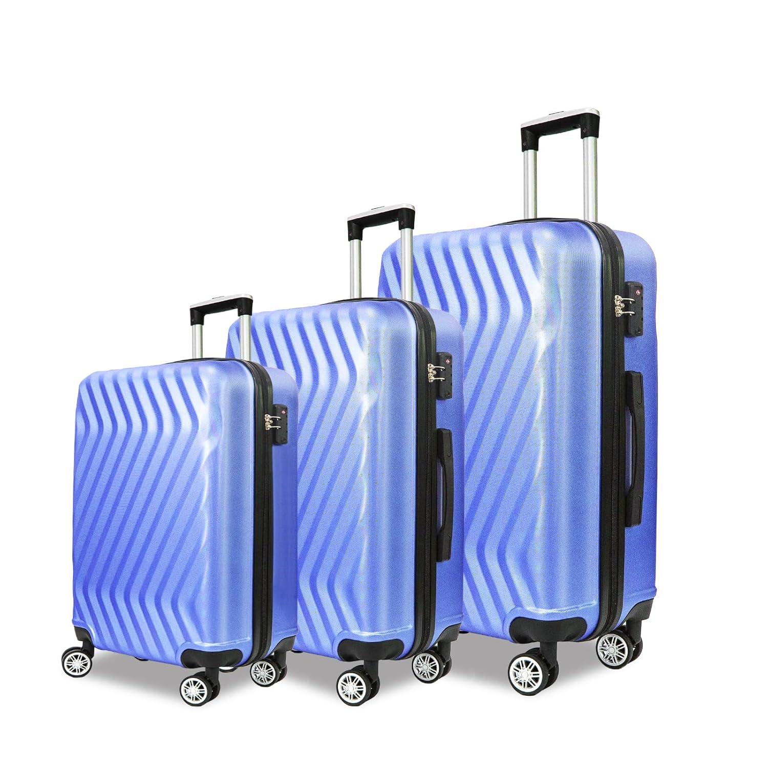 Homeika 3 Piece Luggage Sets, Hardside Suitcase Set with TSA Lock, Multi-Size Hardside Luggage with Spinner Wheels for Travel Trips Business,Purple (20"/24"/28")