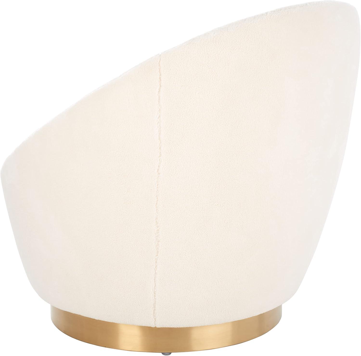 Pippa Faux Shearling Swivel Chair - Ivory/Gold - Safavieh